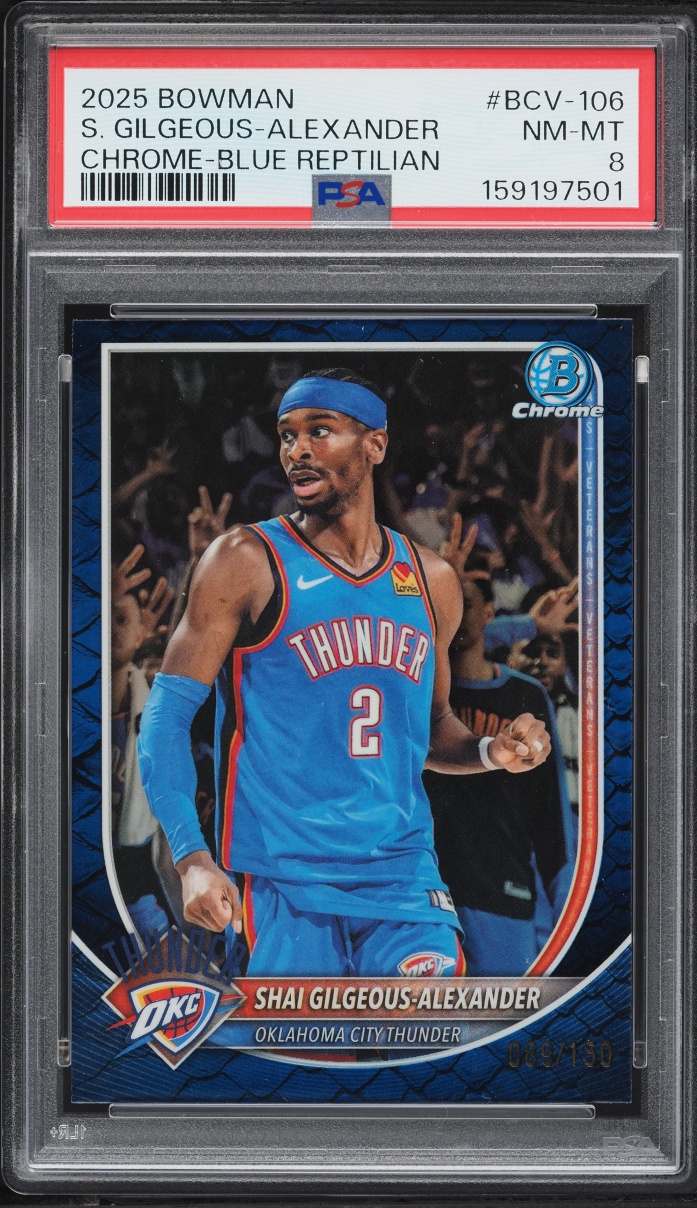 2025 Bowman Chrome Blue Reptilian Shai Gilgeous-Alexander /150 #BCV-106 PSA 8 NM-MT