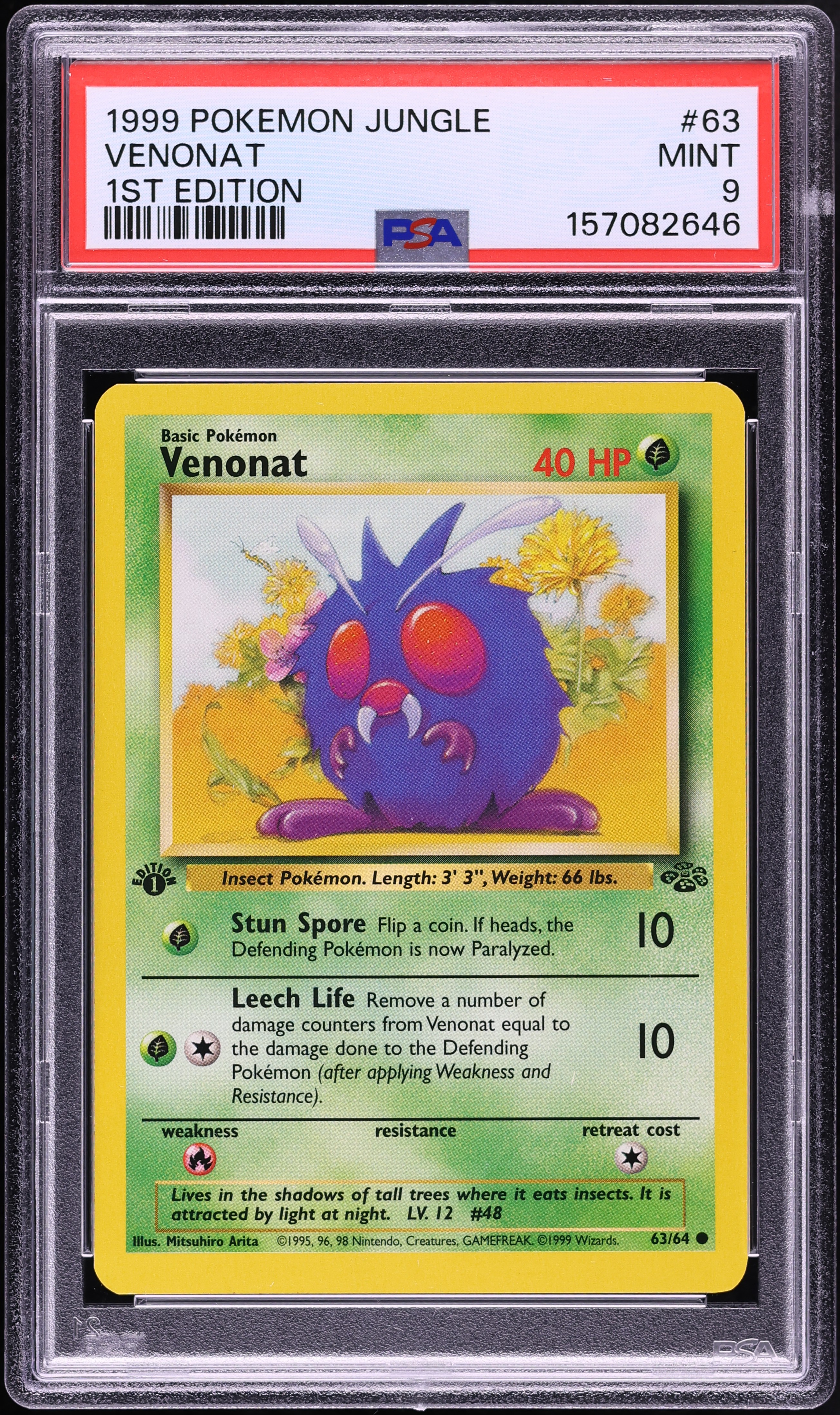 1999 Pokemon Jungle 1st Edition Venonat #63 PSA 9 MINT
