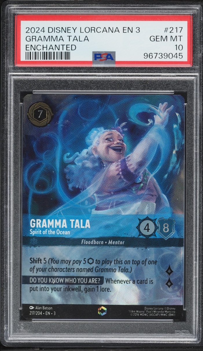 2024 Disney Lorcana Into The Inklands Enchanted Gramma Tala Spirit Of The Ocean #217 PSA 10 GEM