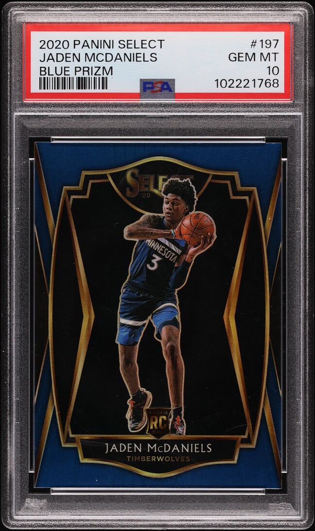 2020 Select Premier Level Blue Prizm Jaden McDaniels ROOKIE #197 PSA 10 GEM