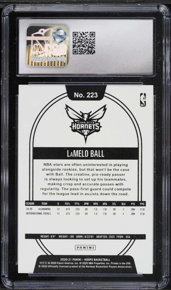 2020 Hoops LaMelo Ball ROOKIE #223 CSG 10 GEM MINT