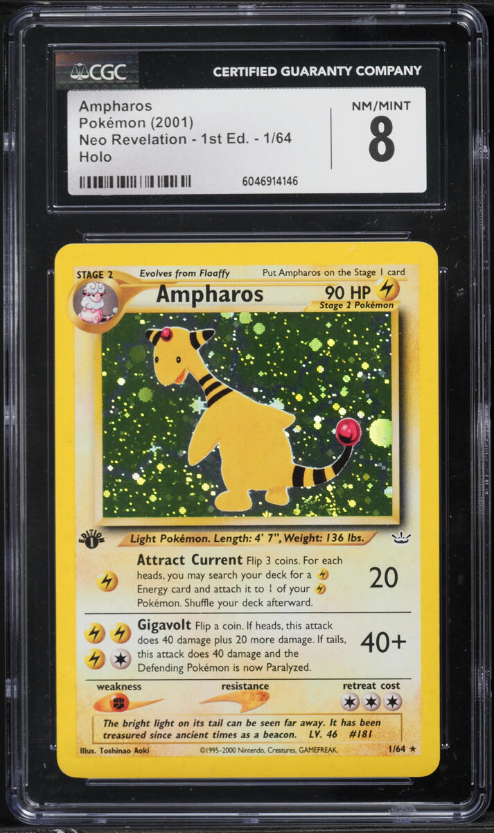 2001 Pokemon Neo Revelation 1st Edition Holo Ampharos #1 CGC 8 NM-MT