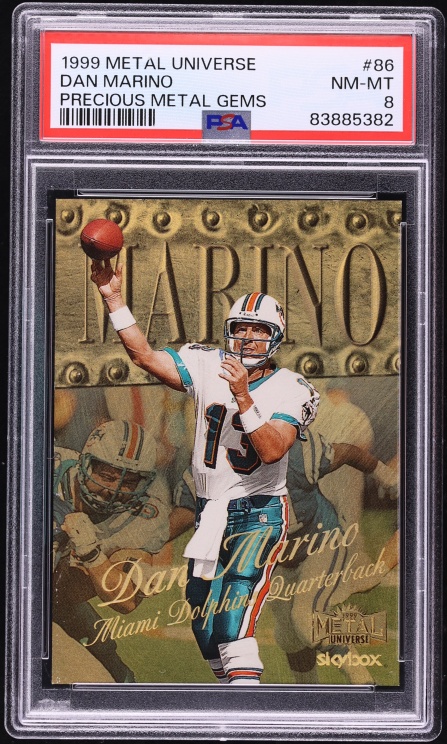 1999 Metal Universe Precious Metal Gems PMG Dan Marino /50 #86 PSA 8 NM-MT
