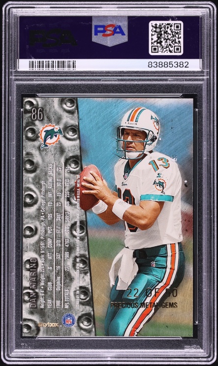 1999 Metal Universe Precious Metal Gems PMG Dan Marino /50 #86 PSA 8 NM-MT
