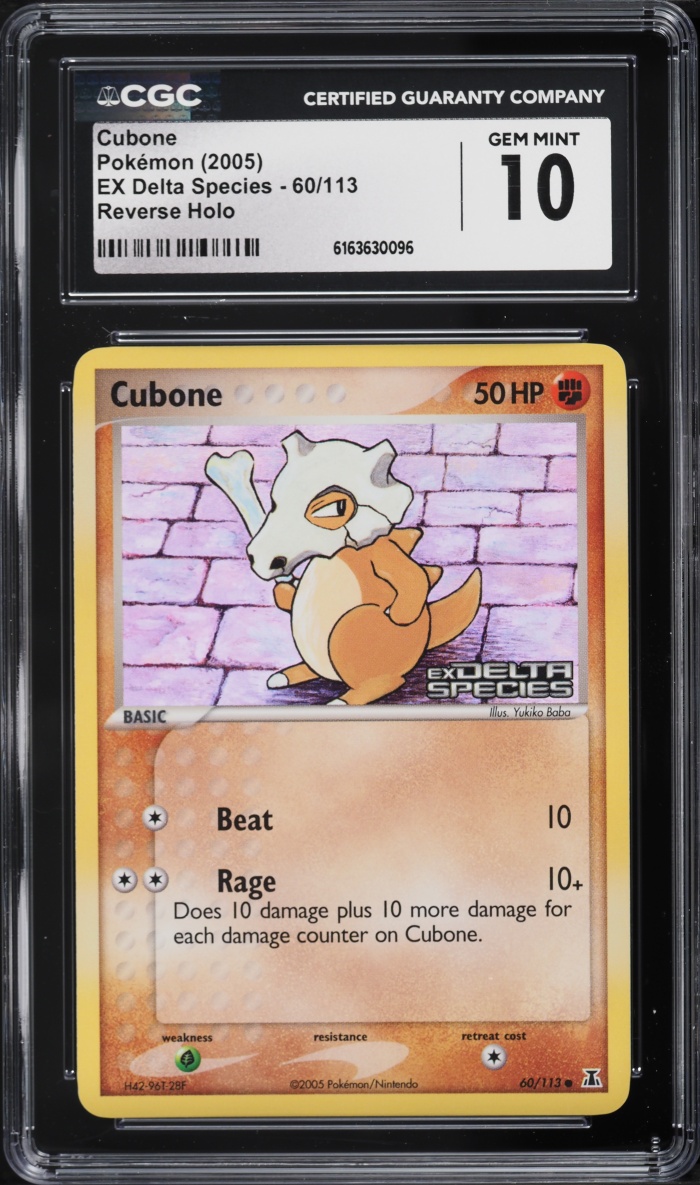 2005 Pokemon EX Delta Species Reverse Holo Cubone #60 CGC 10 GEM MINT
