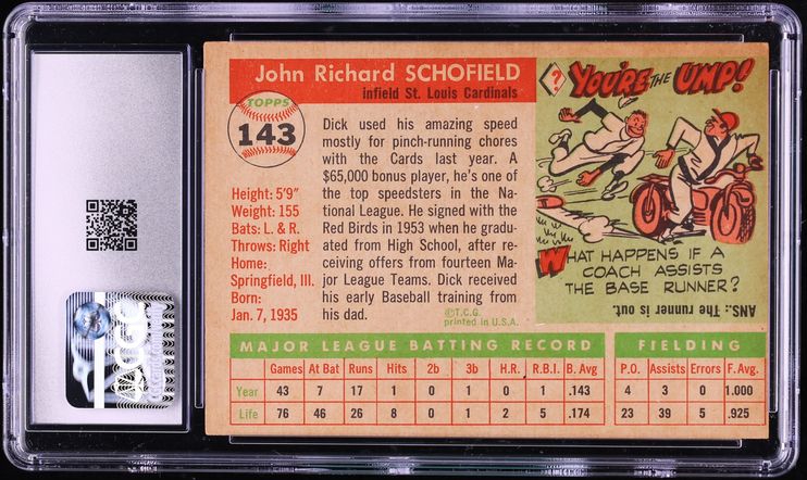1955 Topps Dick Schofield #143 CGC 3.5 VG+
