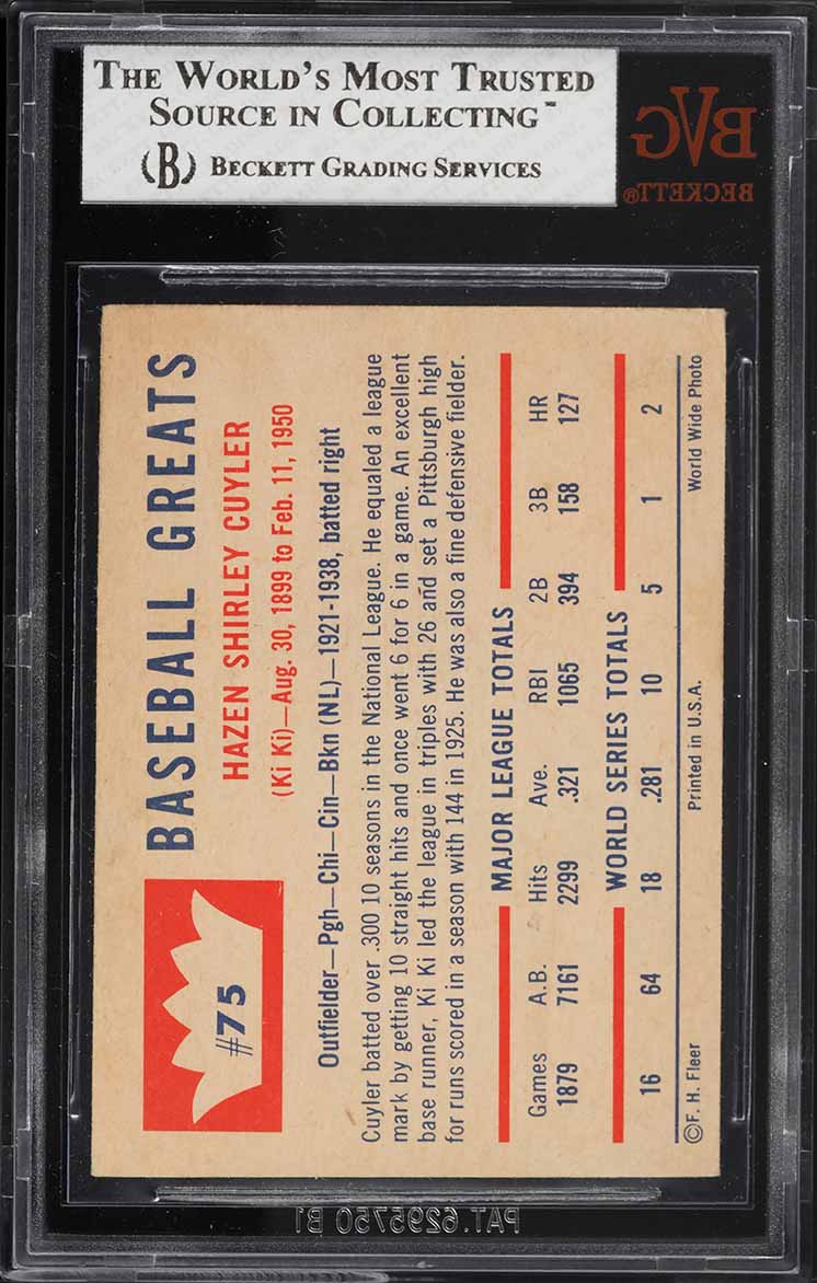 1960 Fleer Kiki Cuyler #75 BVG 2 GD