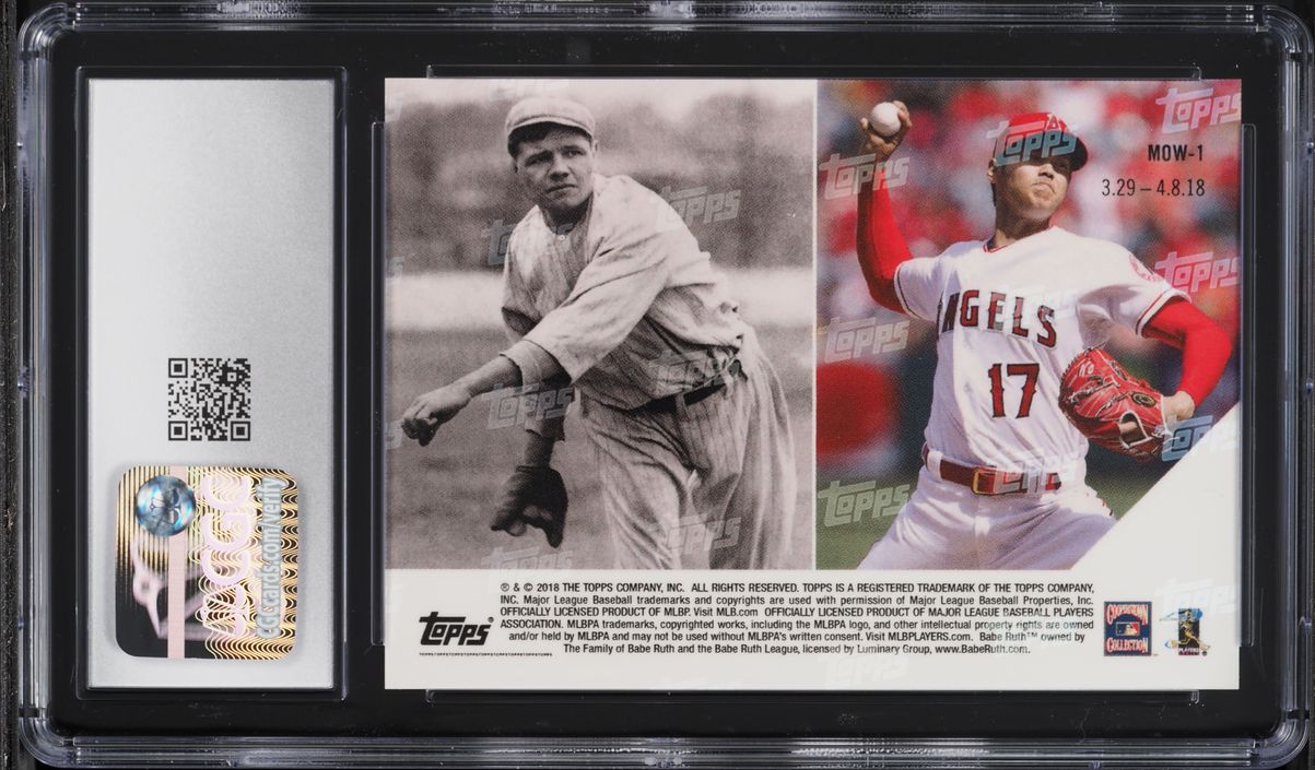 2018 Topps Now Moment Of The Week Babe Ruth & Shohei Ohtani ROOKIE #MOW-1 CGC 7.5 NRMT+