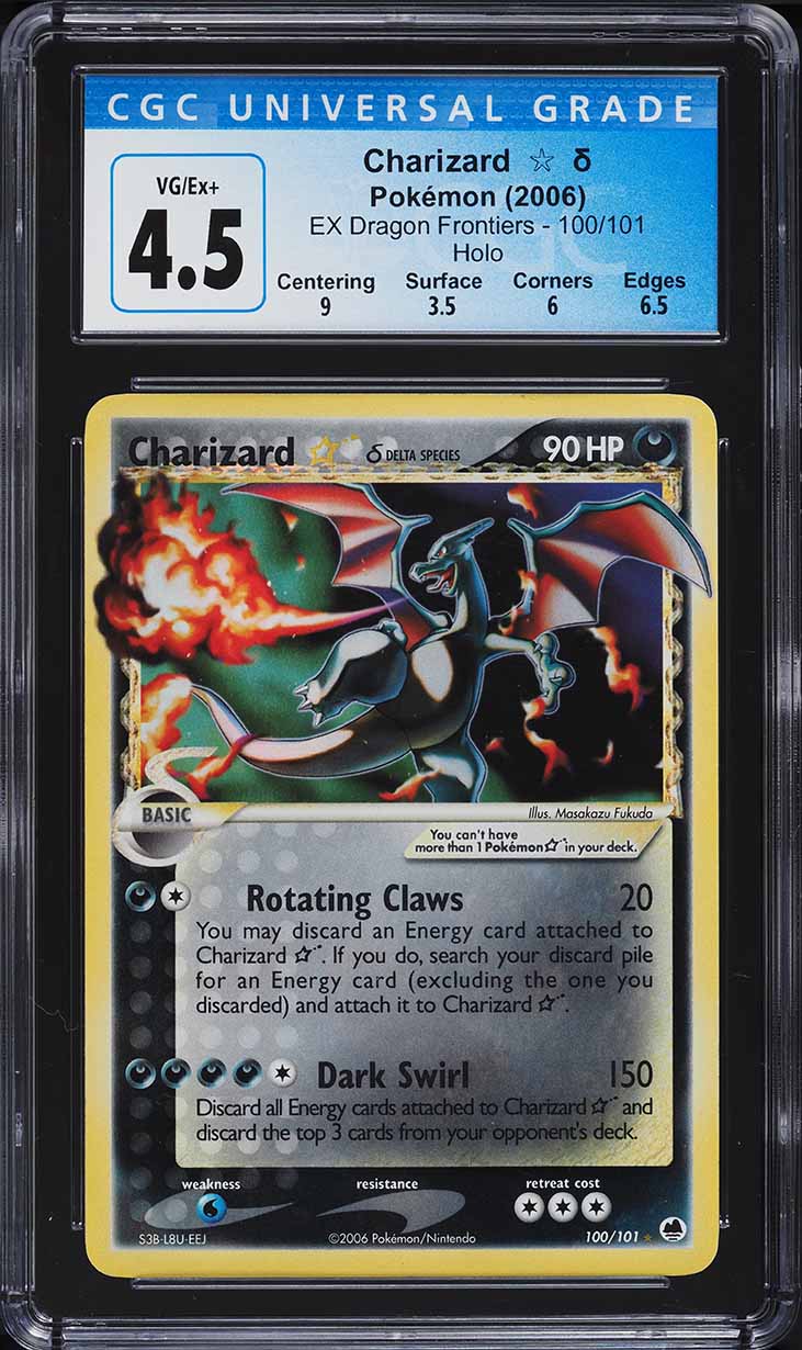 2006 Pokemon EX Dragon Frontiers Holo Charizard Gold Star #100 CGC 4.5 VGEX+