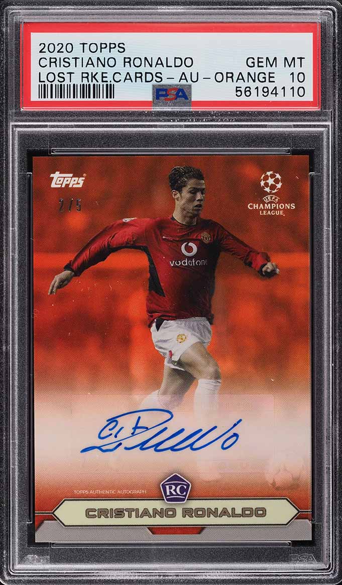 2020 Topps The Lost Rookie Cards Orange Cristiano Ronaldo AUTO /5 PSA 10 GEM MINT