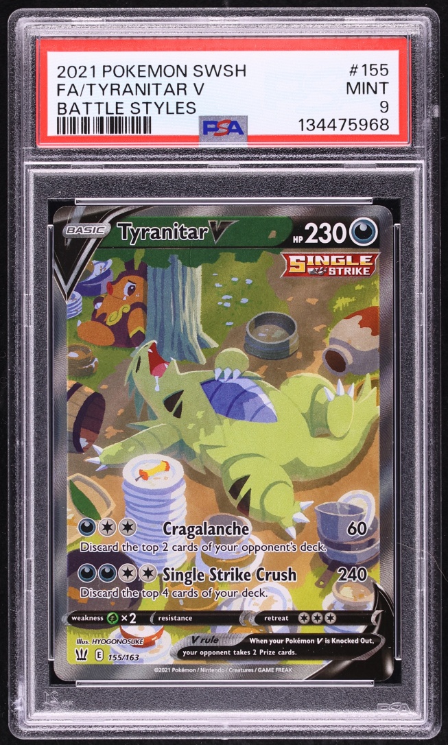 2021 Pokemon Sword & Shield Battle Styles Full Art Tyranitar V #155 PSA 9 MINT