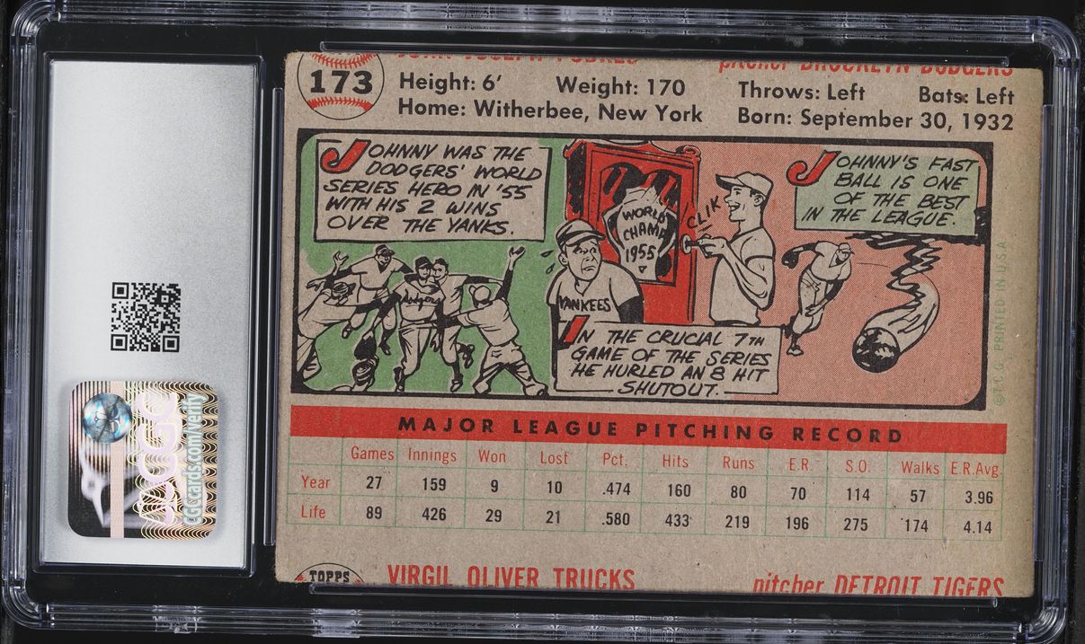 1956 Topps Johnny Podres #173 CGC 1.5 FR