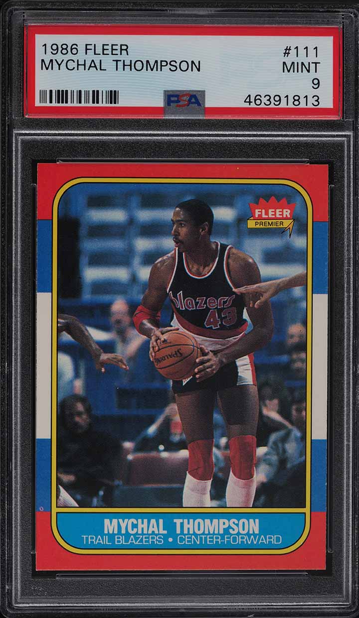 1986 Fleer Basketball Mychal Thompson #111 PSA 9 MINT