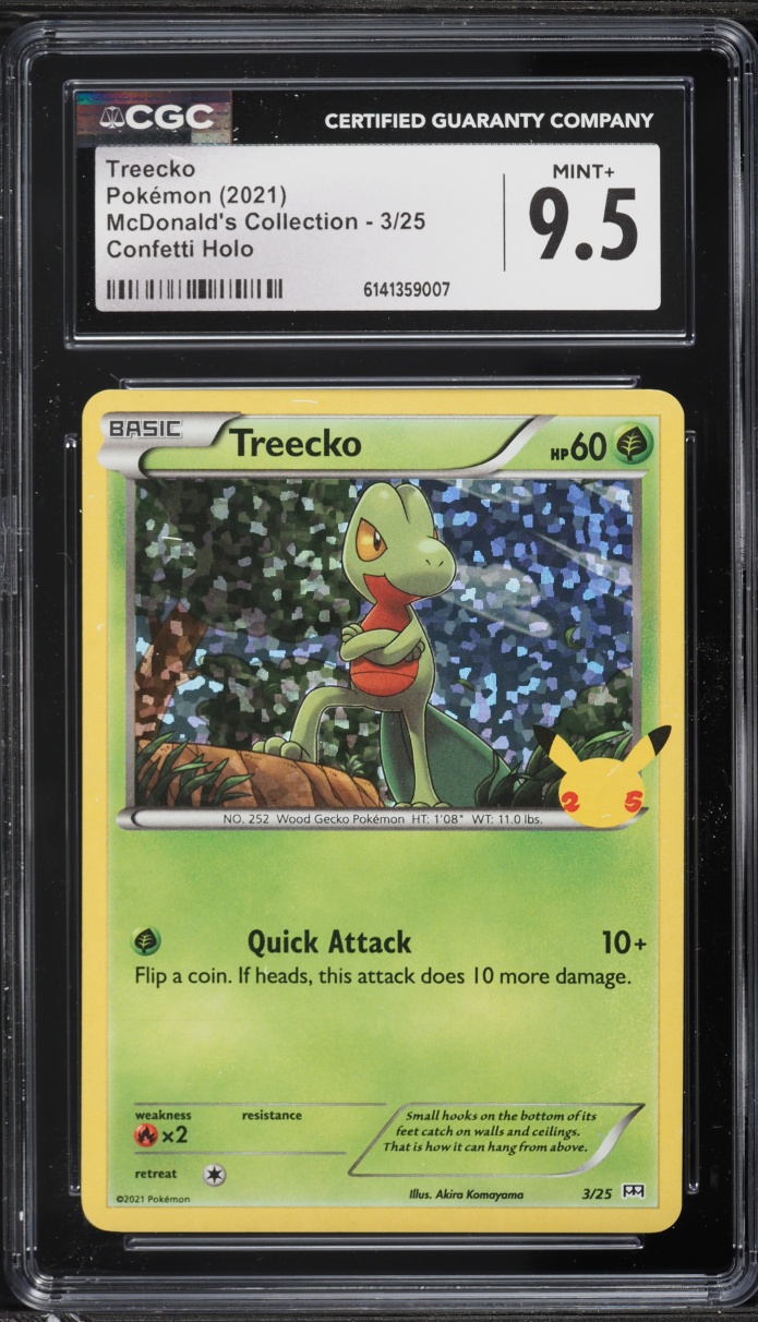 2021 Pokemon Sword & Shield McDonald's Collection Confetti Holo Treecko #3 CGC 9.5 MINT+