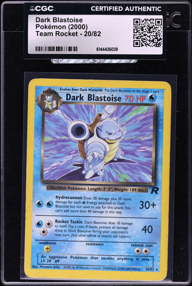 2000 Pokemon Team Rocket Dark Blastoise #20 CGC AUTH