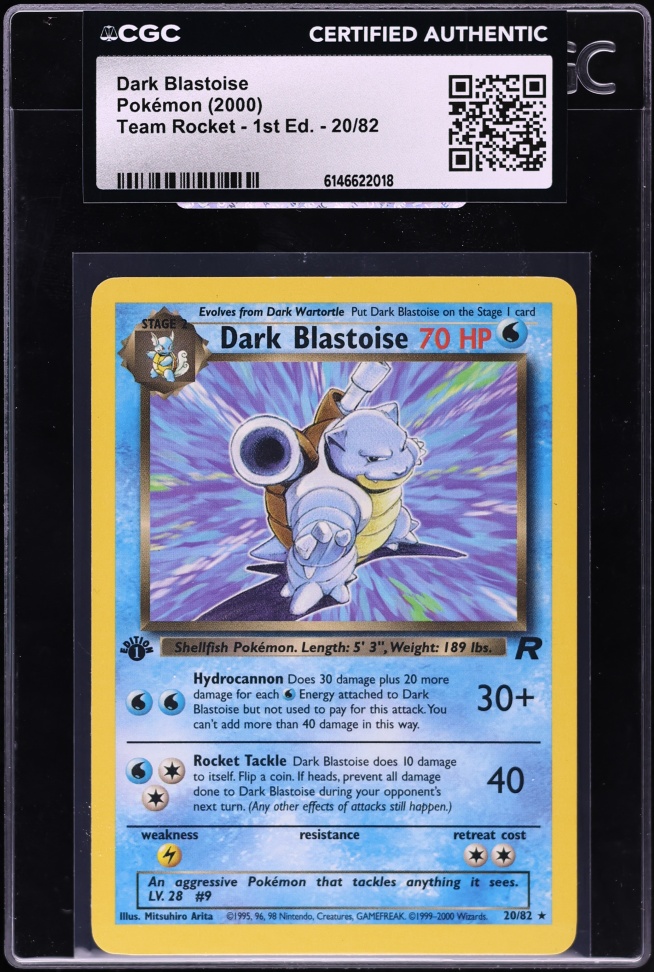 2000 Pokemon Team Rocket 1st Edition Dark Blastoise #20 CGC AUTH