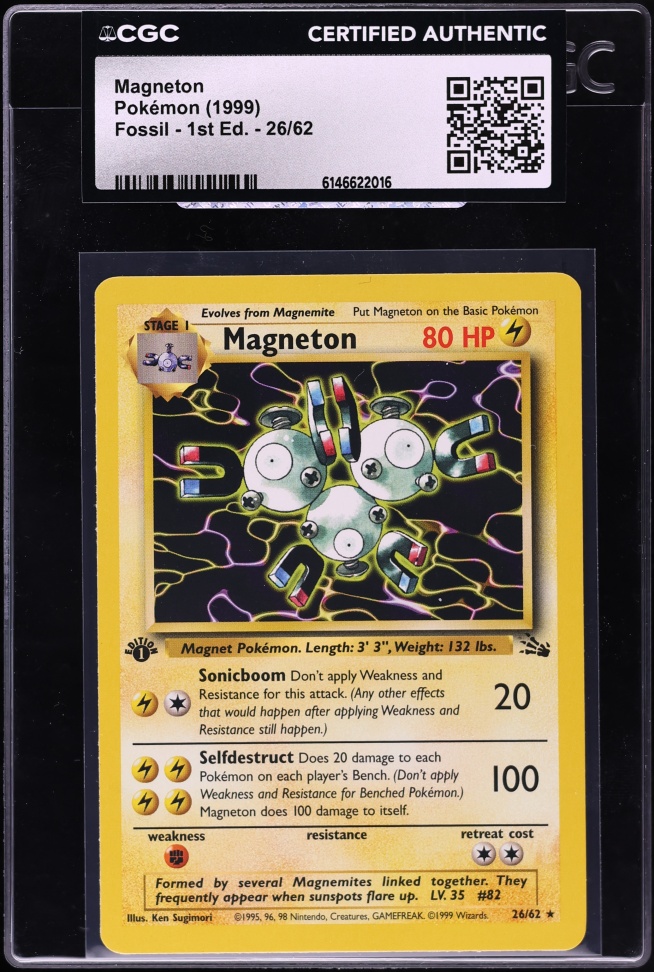 1999 Pokemon Fossil 1st Edition Magneton #26 CGC AUTH