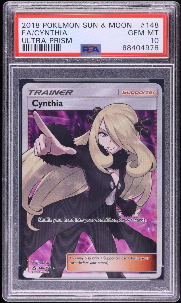 2018 Pokemon Sun & Moon Ultra Prism Full Art Cynthia #148 PSA 10 GEM MINT