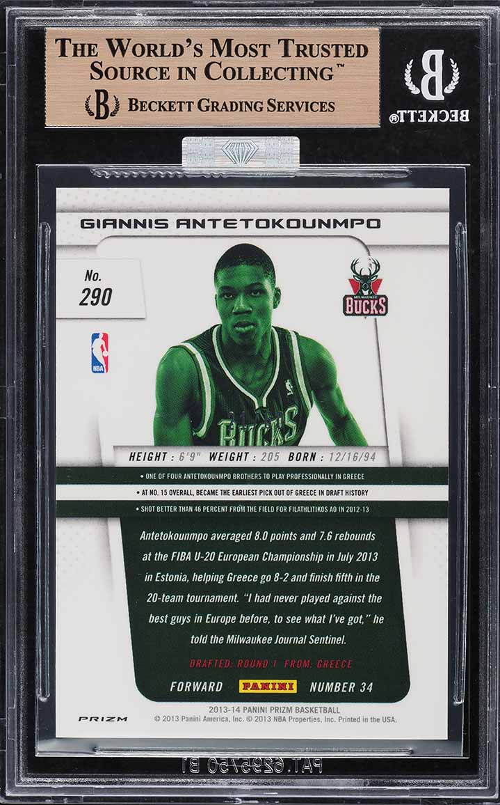2013 Panini Prizm Orange Giannis Antetokounmpo ROOKIE /60 #290 BGS 10 PRISTINE