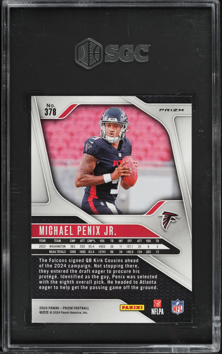 2024 Panini Prizm Lazer Michael Penix Jr. ROOKIE #378 SGC 10 GEM MINT