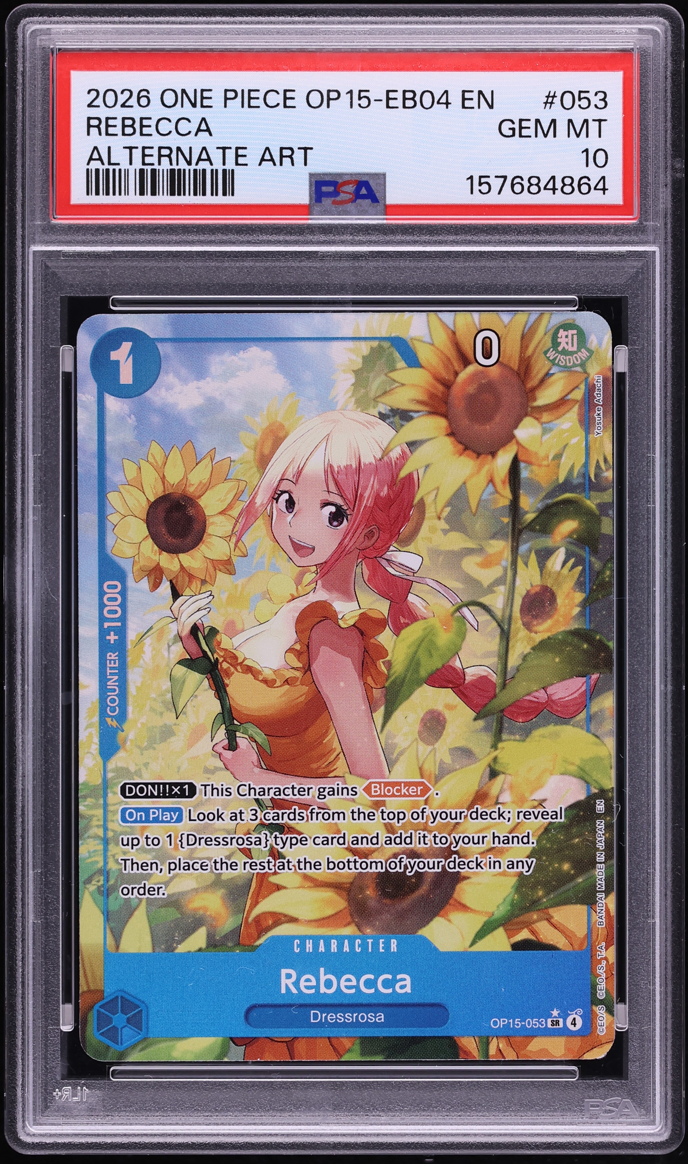 2026 One Piece Adventure On Kami's Island Alt Art Rebecca #OP15-053 PSA 10 GEM MINT