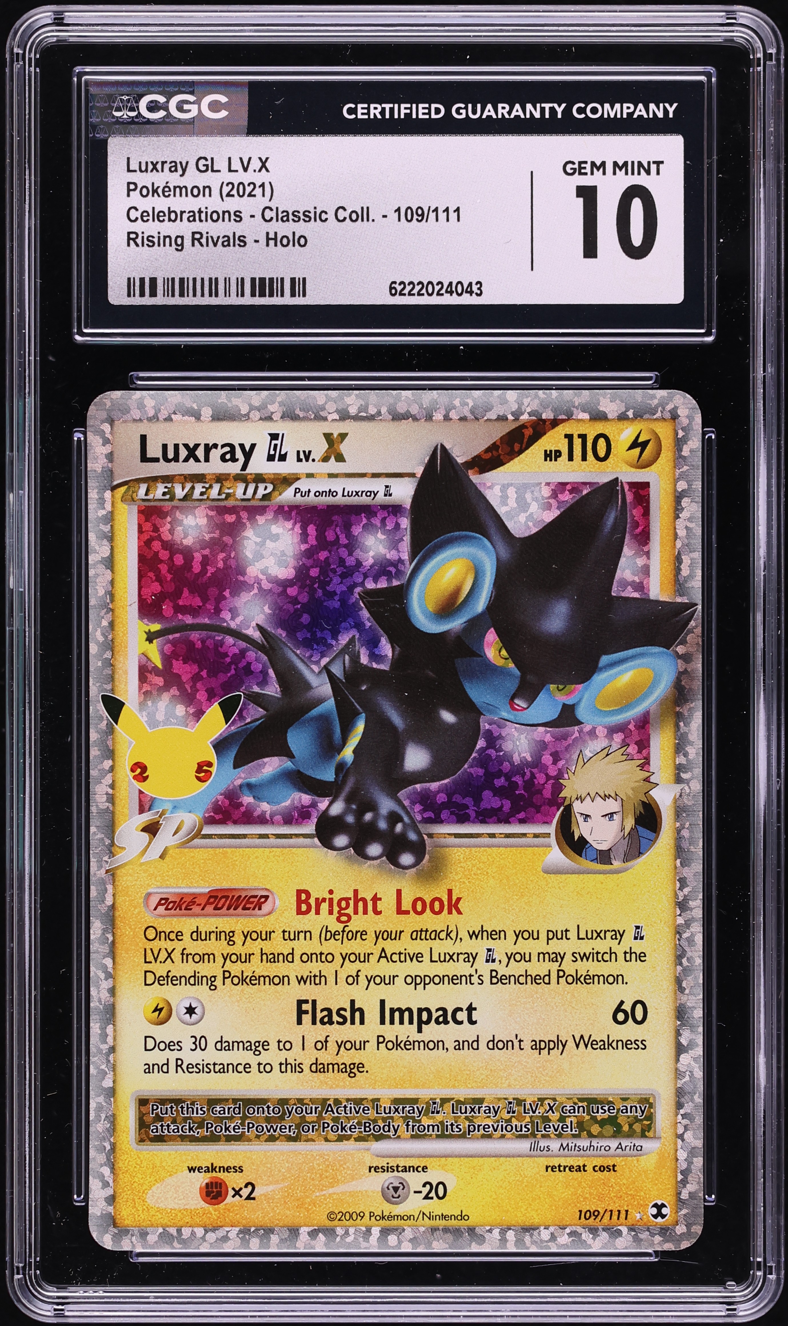 2021 Pokemon Sword & Shield Celebrations Classic Collection Holo Luxray GL LV.X #109 CGC 10 GEM
