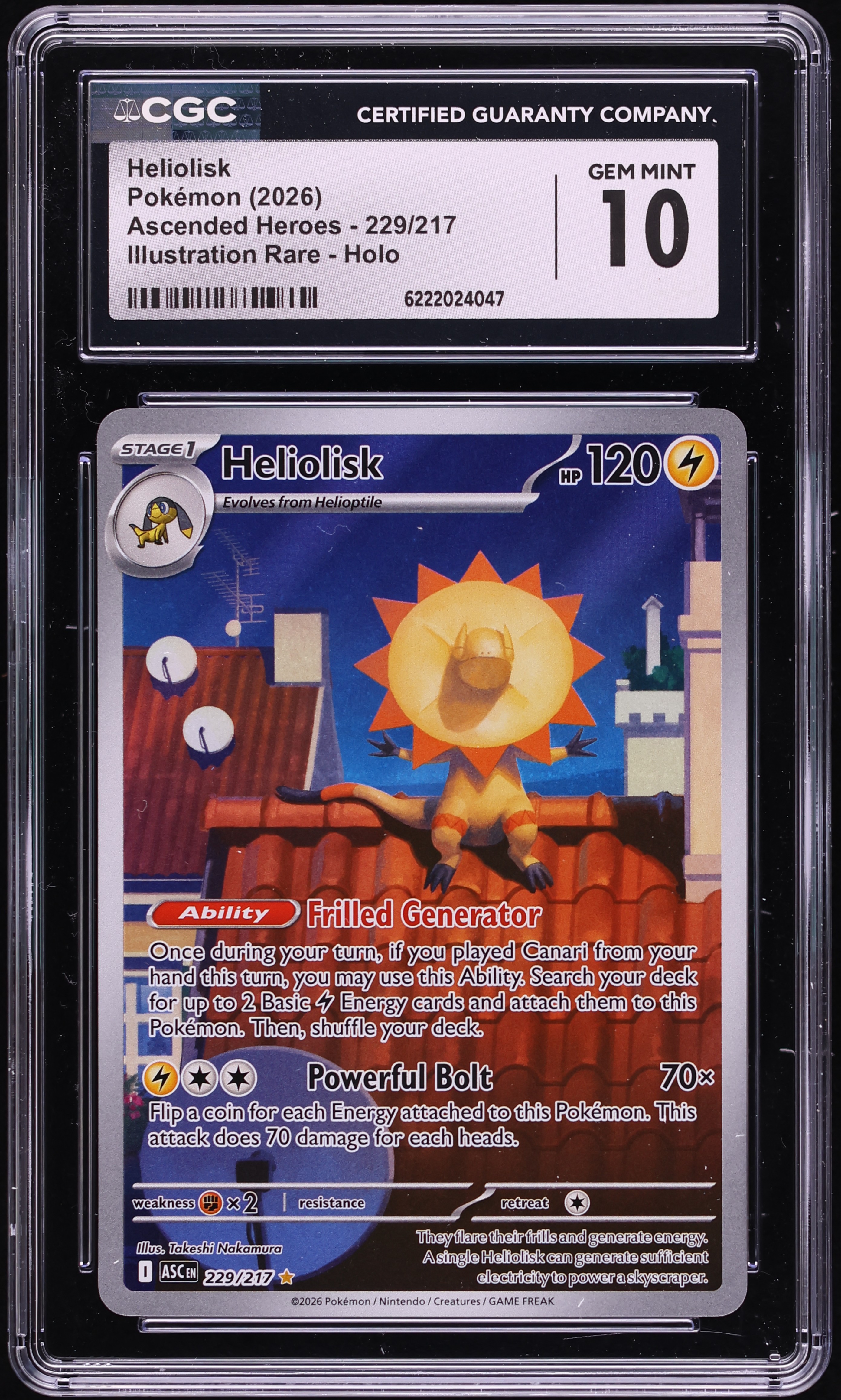 2026 Pokemon Mega Evolution Ascended Heroes IR Heliolisk #229 CGC 10 GEM MINT