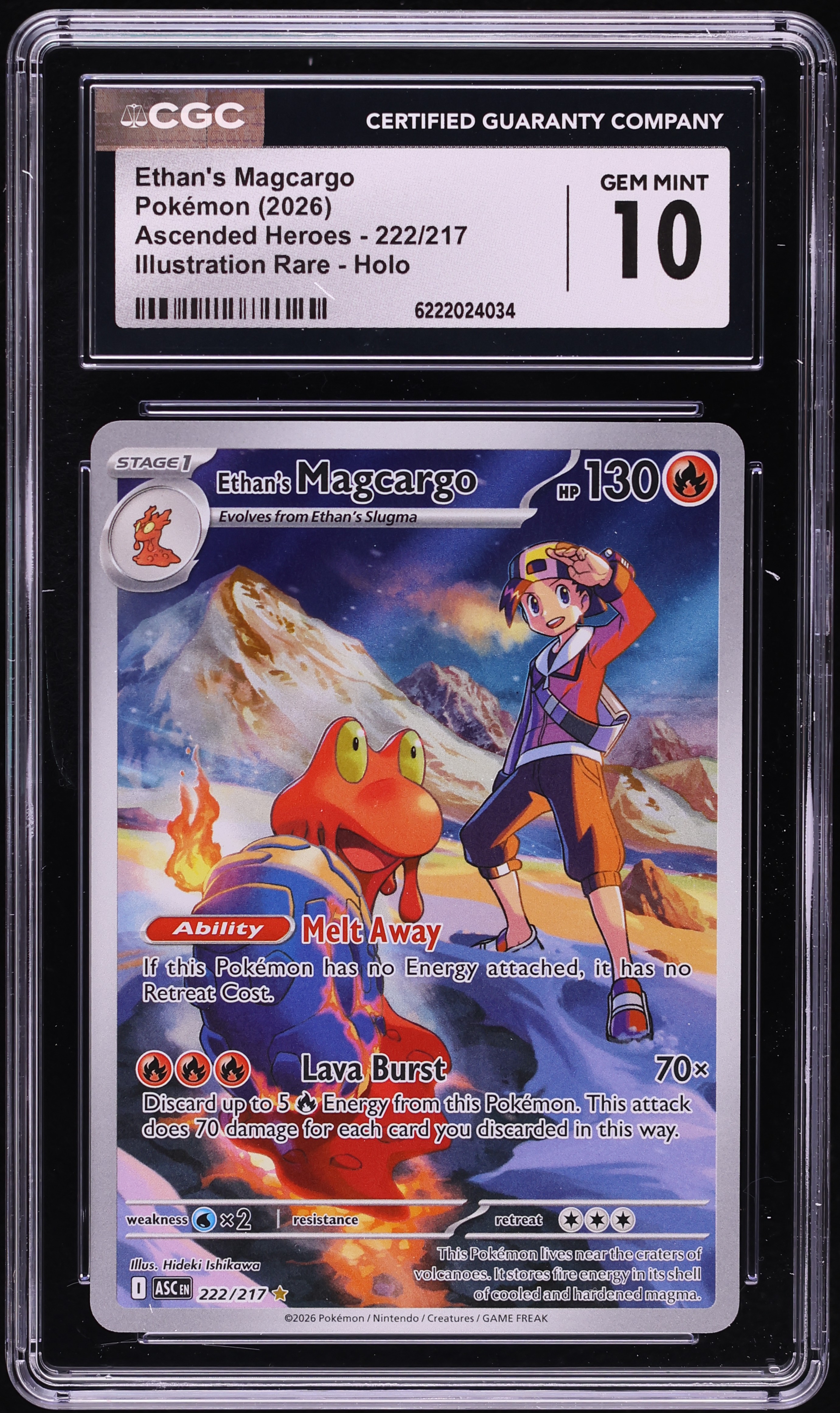 2026 Pokemon Mega Evolution Ascended Heroes IR Ethan's Magcargo #222 CGC 10 GEM MINT