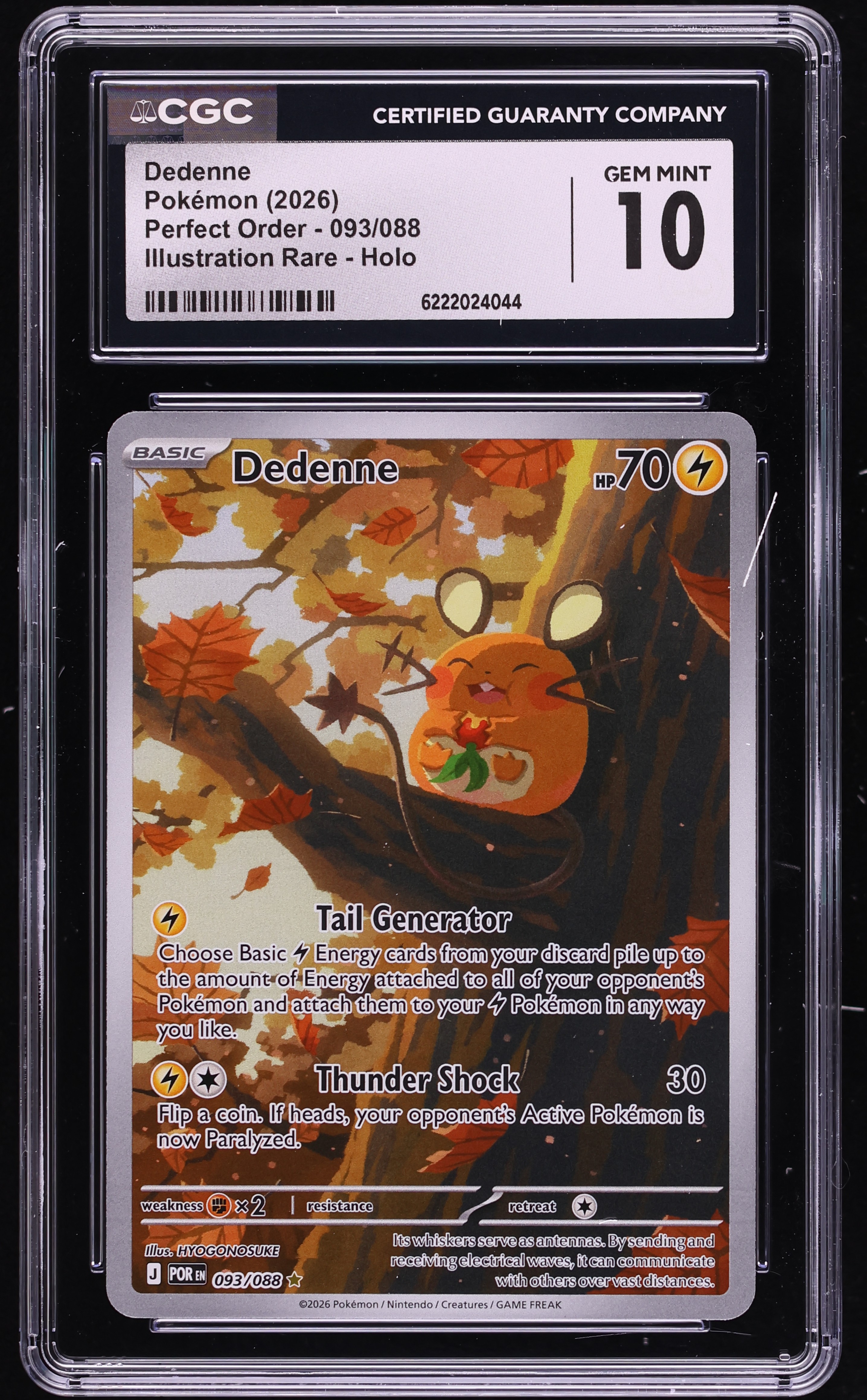 2026 Pokemon Mega Evolution Perfect Order IR Dedenne #93 CGC 10 GEM MINT