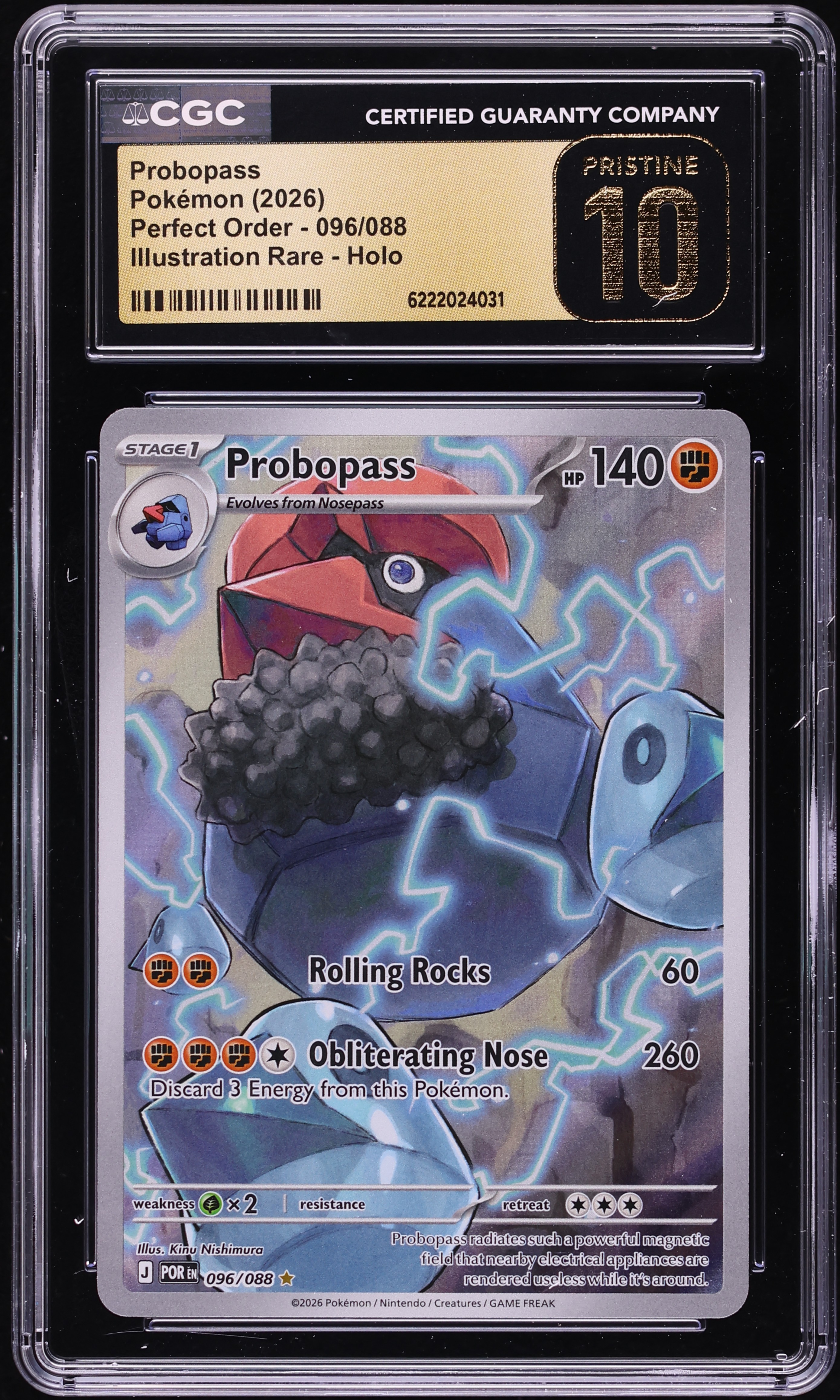 2026 Pokemon Mega Evolution Perfect Order IR Probopass #96 CGC 10 PRISTINE