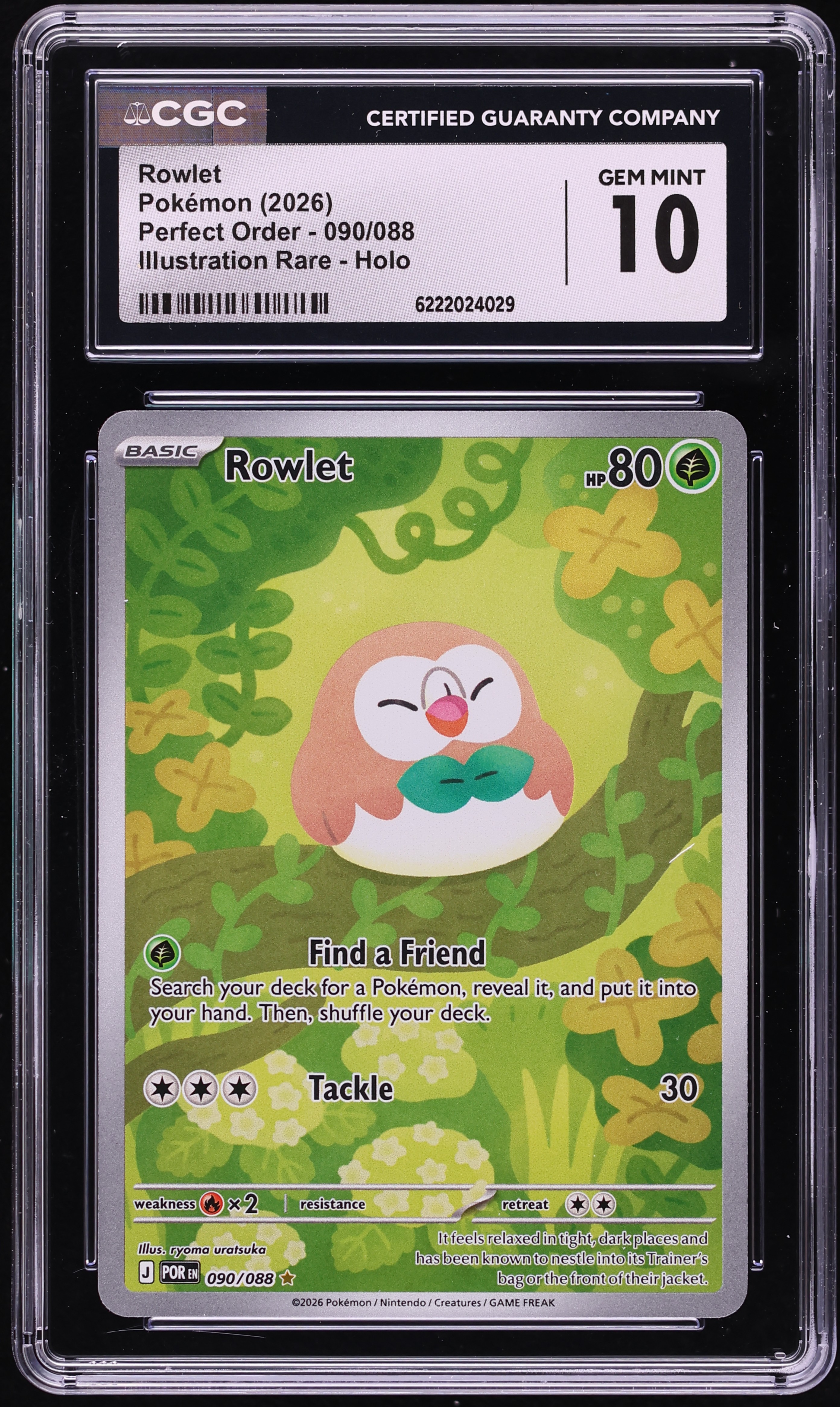 2026 Pokemon Mega Evolution Perfect Order IR Rowlet #90 CGC 10 GEM MINT