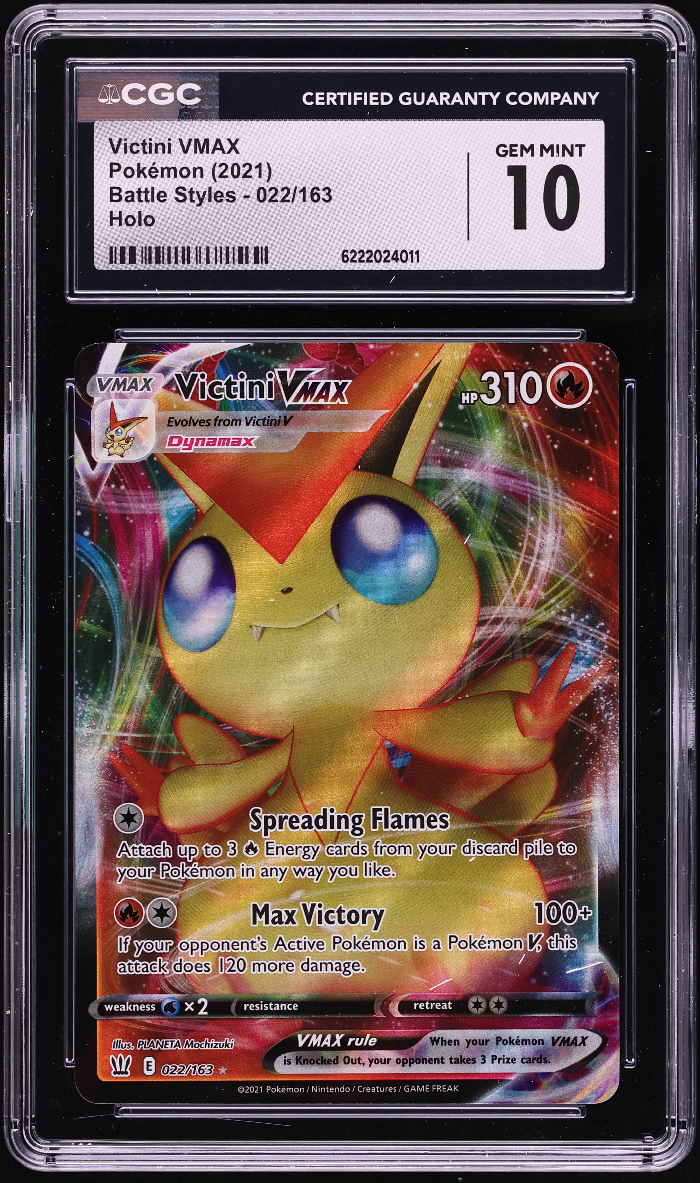 2021 Pokemon Sword & Shield Battle Styles Full Art Victini VMAX #22 CGC 10 GEM MINT