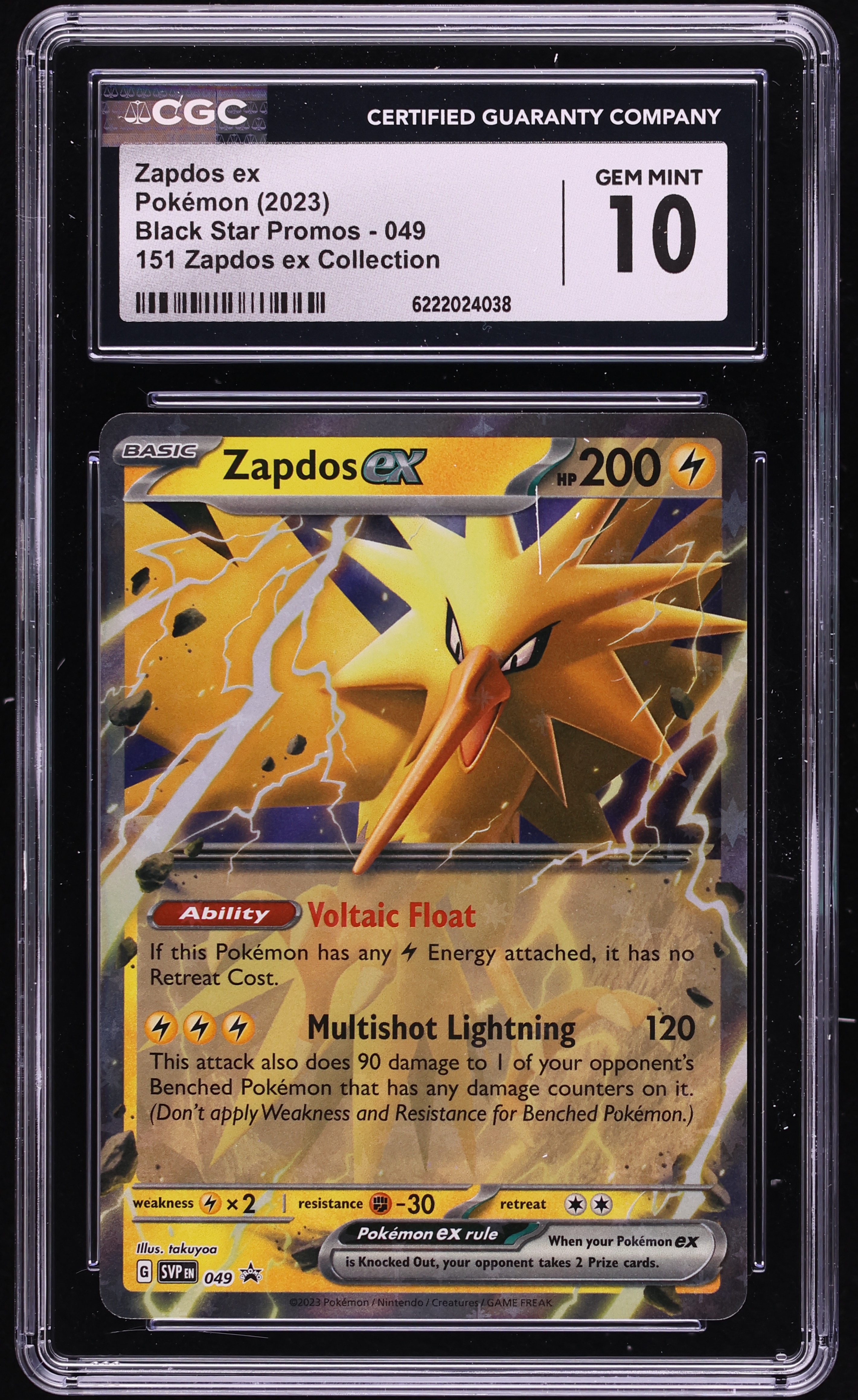 2023 Pokemon Scarlet & Violet Promo 151 Collection Holo Zapdos Ex #49 CGC 10 GEM MINT