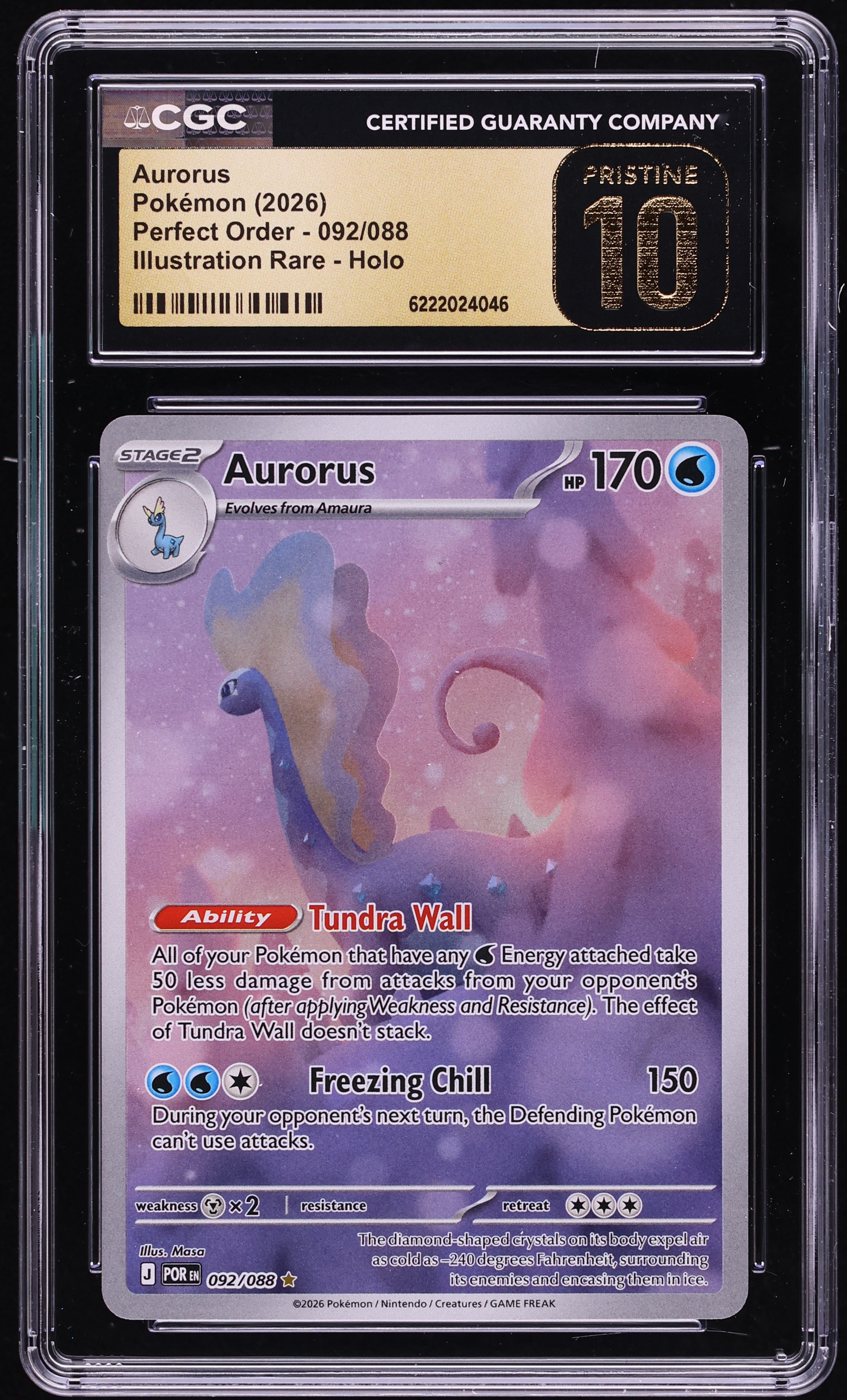 2026 Pokemon Mega Evolution Perfect Order IR Aurorus #92 CGC 10 PRISTINE