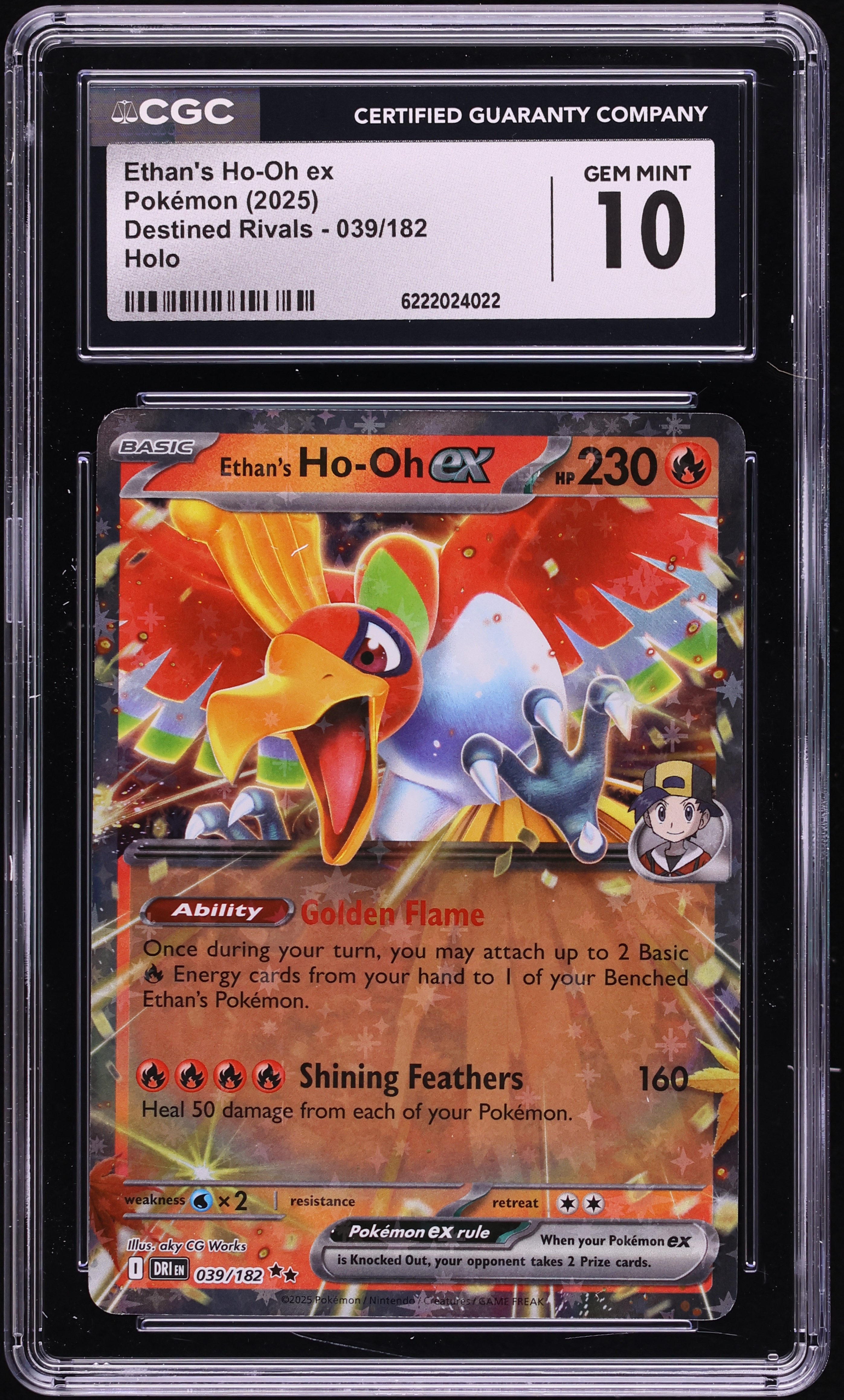 2025 Pokemon Scarlet & Violet Destined Rivals Holo Ethan's Ho-Oh Ex #39 CGC 10 GEM MINT