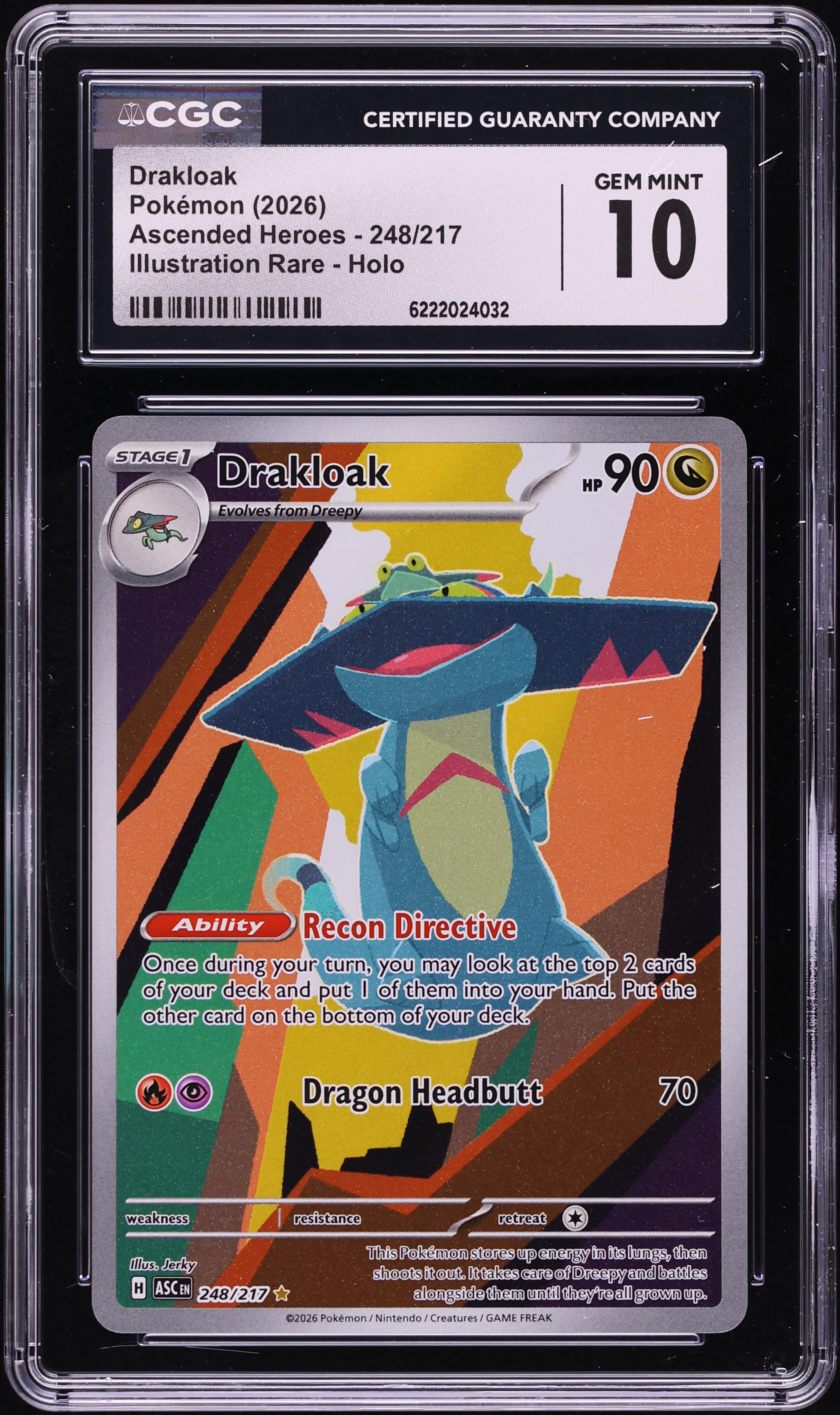 2026 Pokemon Mega Evolution Ascended Heroes IR Drakloak #248 CGC 10 GEM MINT