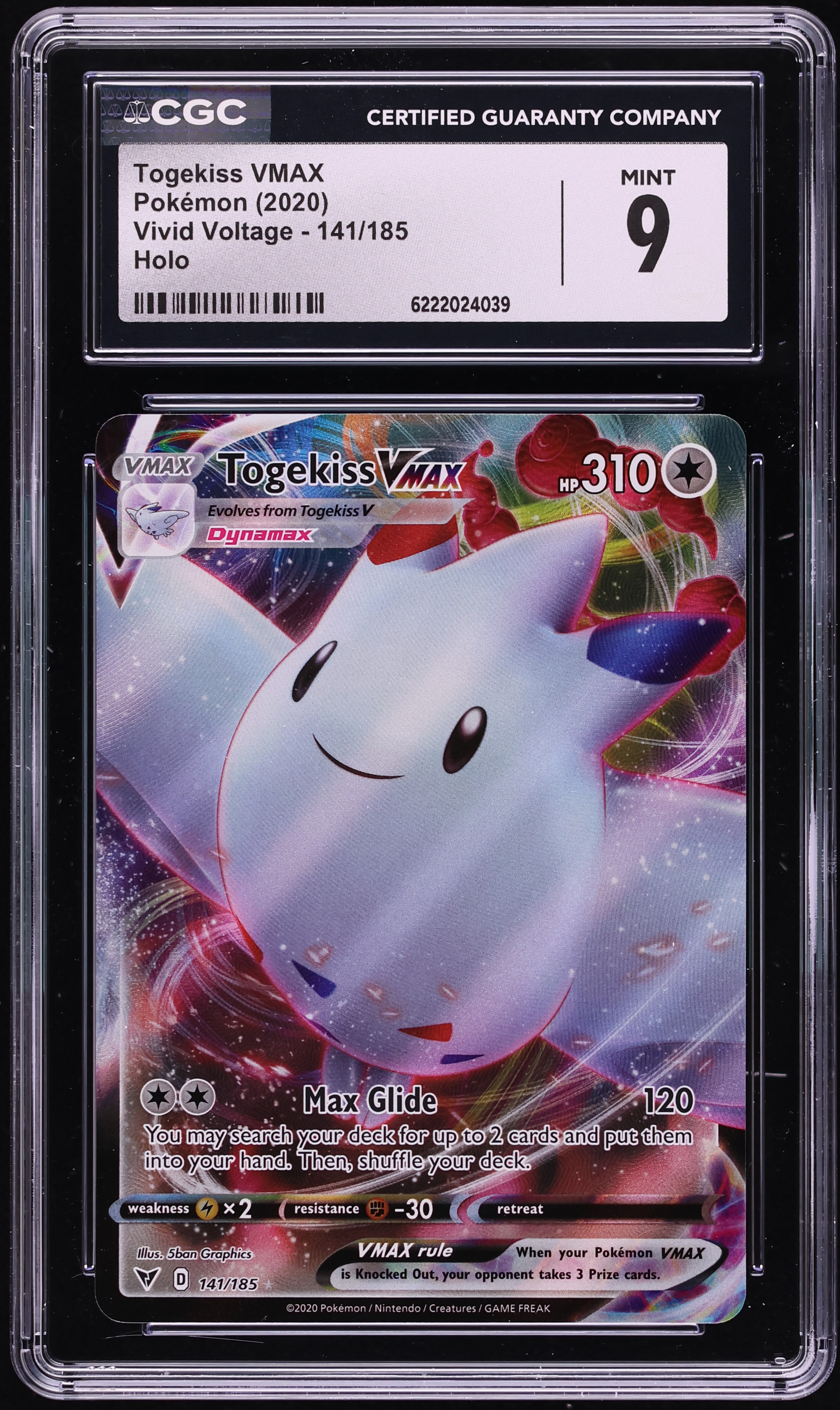 2020 Pokemon Sword & Shield Vivid Voltage Full Art Togekiss VMAX #141 CGC 9 MINT