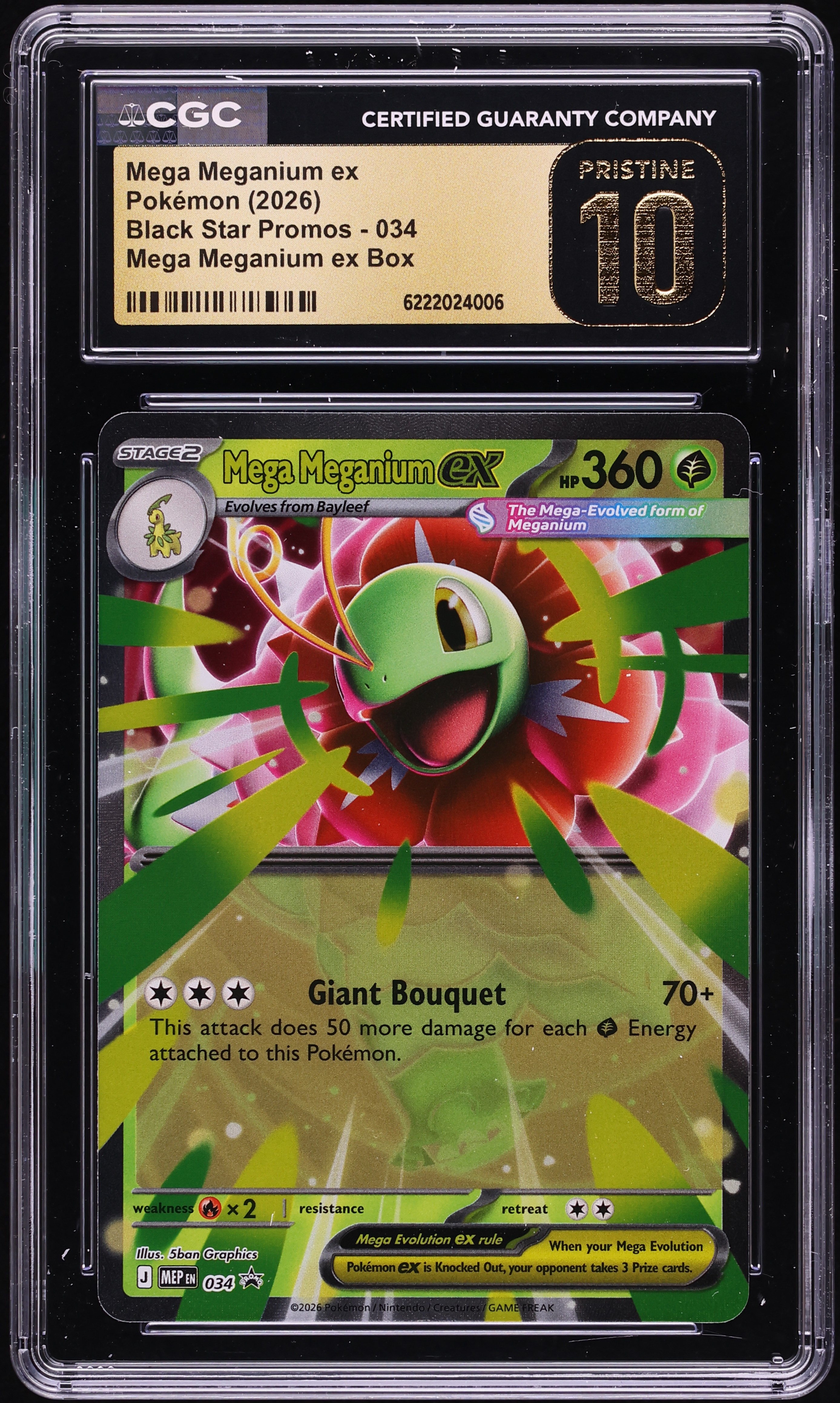 2026 Pokemon Mega Evolution Black Star Promo Box Mega Meganium EX #34 CGC 10 PRISTINE