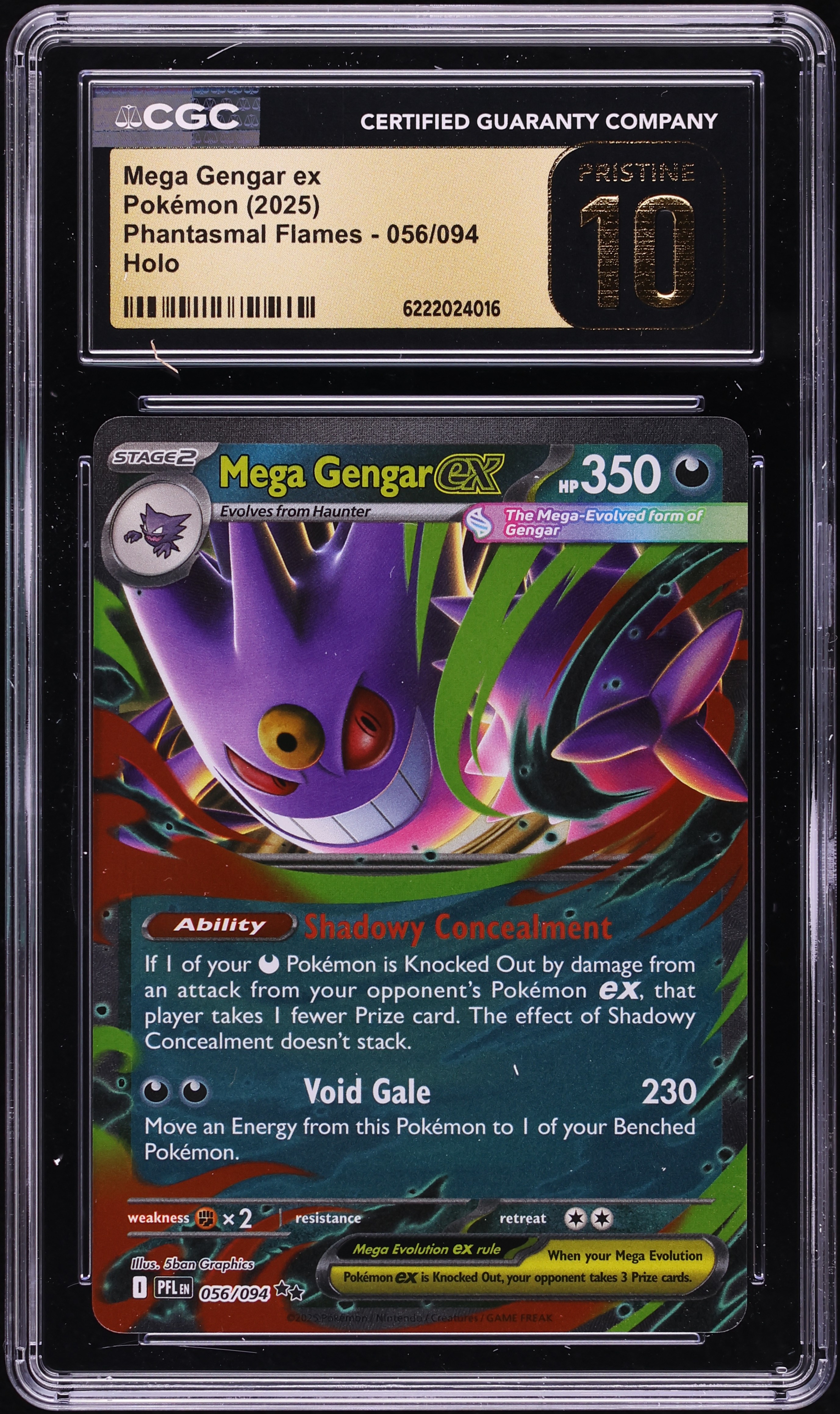 2025 Pokemon Mega Evolution Phantasmal Flames Holo Mega Gengar EX #56 CGC 10 PRISTINE