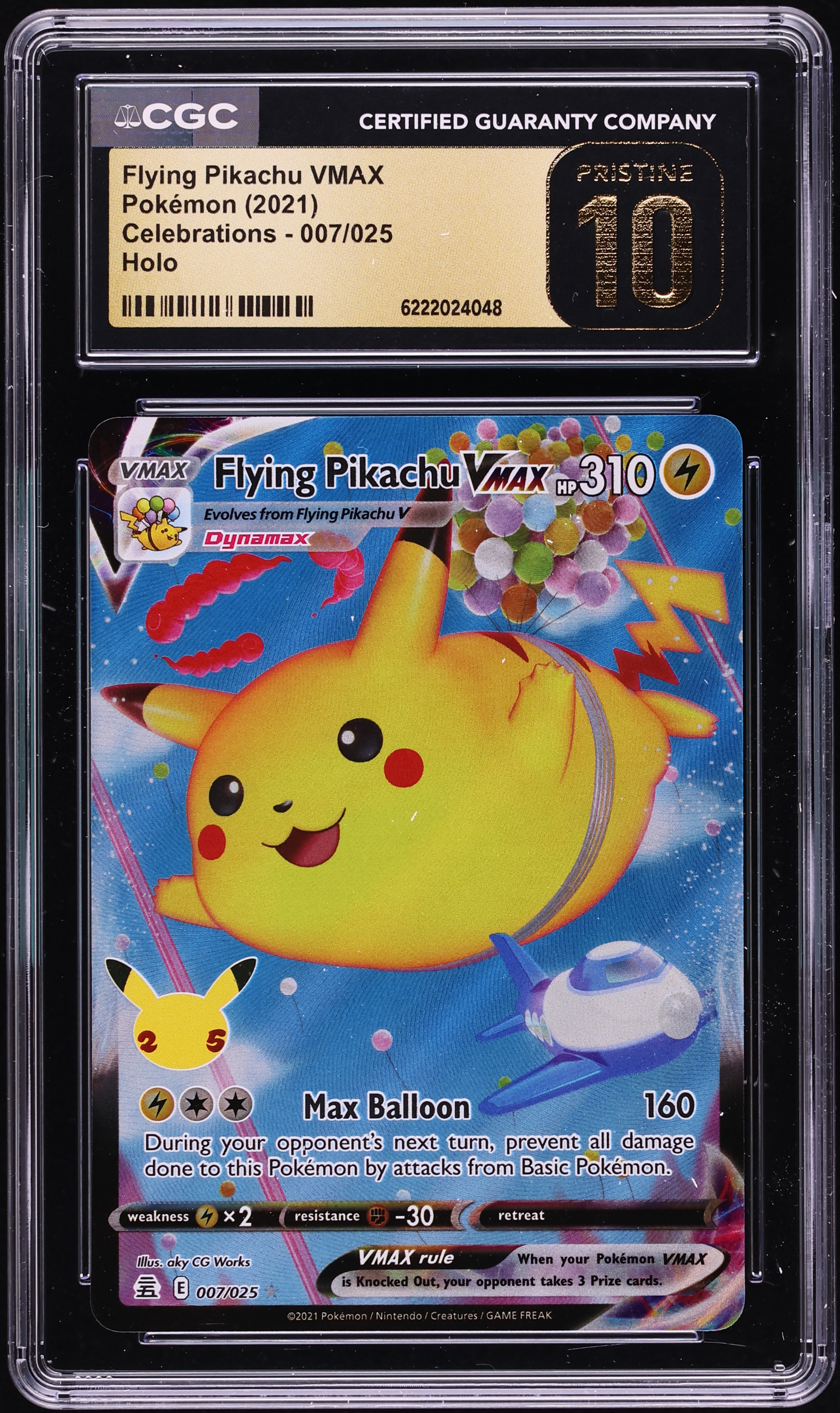 2021 Pokemon Sword & Shield Celebrations Full Art Flying Pikachu VMAX #7 CGC 10 PRISTINE