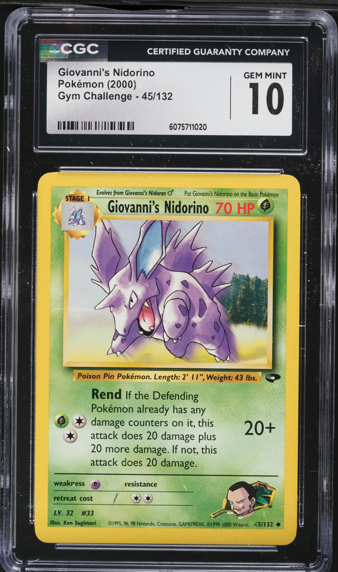 2000 Pokemon Gym Challenge Giovanni's Nidorino #45 CGC 10 GEM MINT