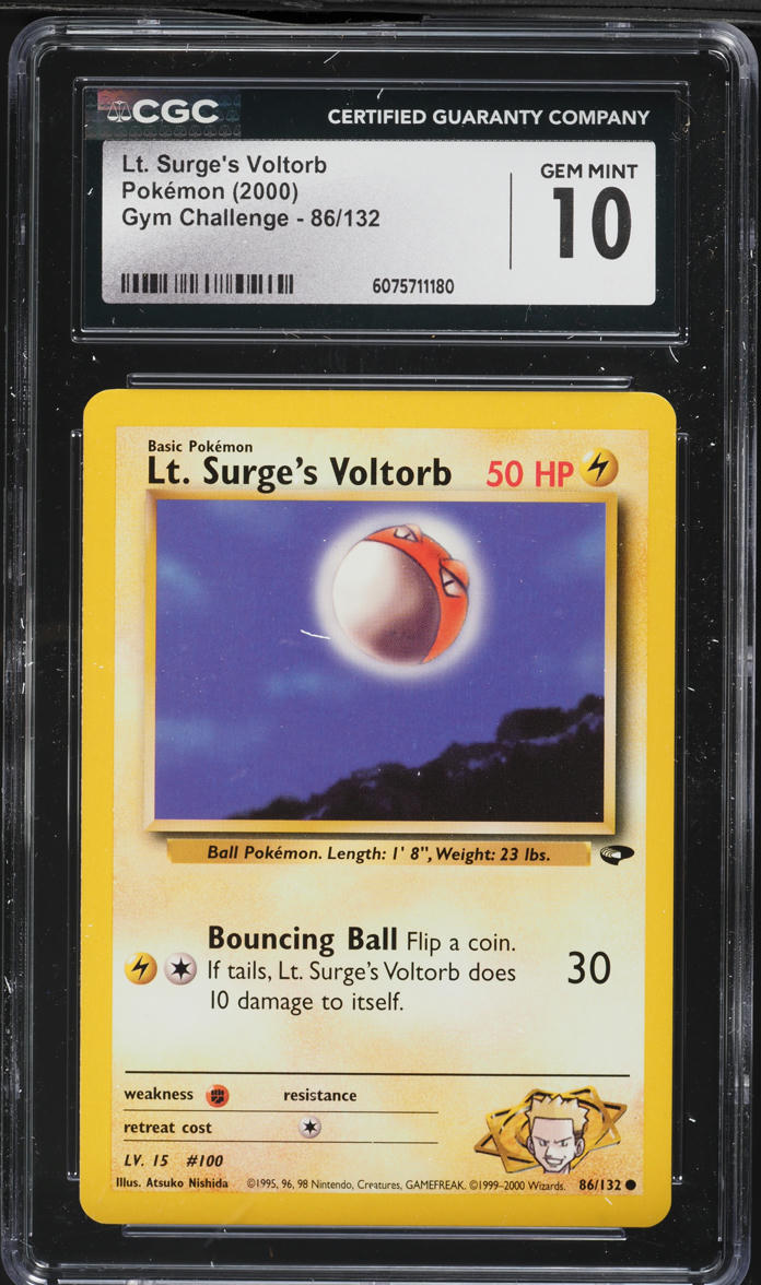 2000 Pokemon Gym Challenge Lt. Surge's Voltorb #86 CGC 10 GEM MINT