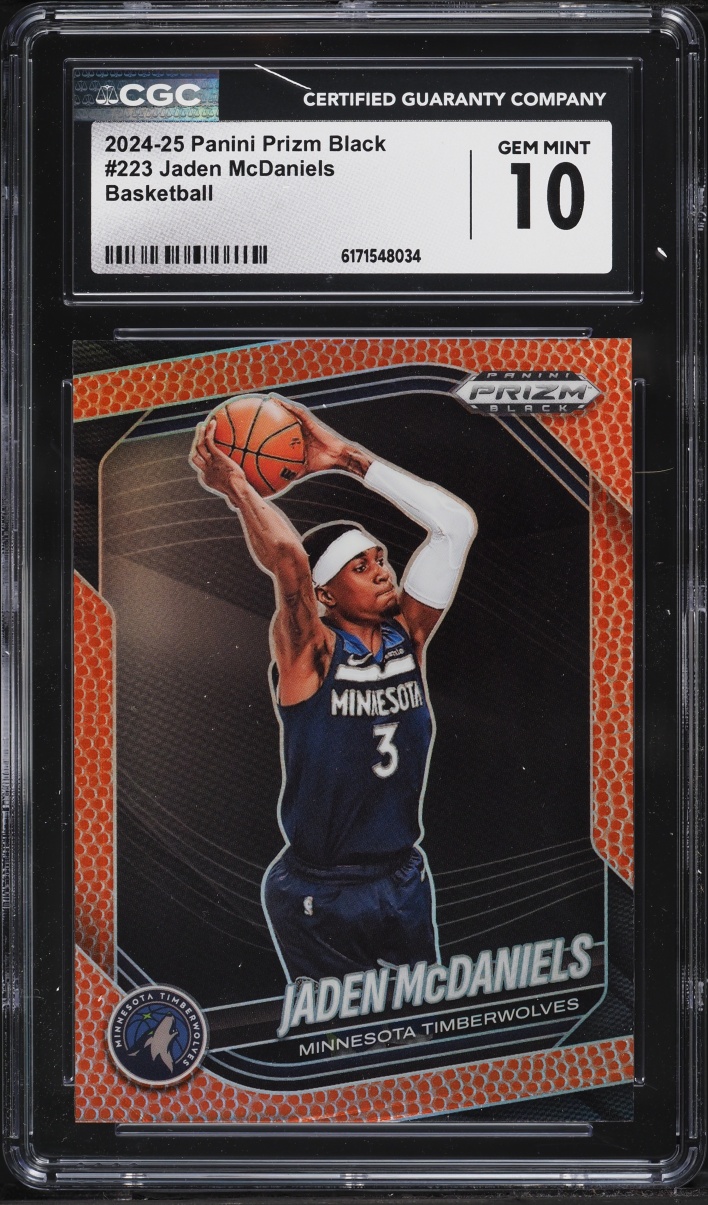 2024 Panini Prizm Black Basketball Jaden McDaniels /225 #223 CGC 10 GEM MINT