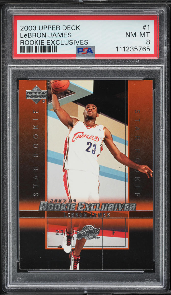 2003 Upper Deck Exclusives LeBron James ROOKIE #1 PSA 8 NM-MT