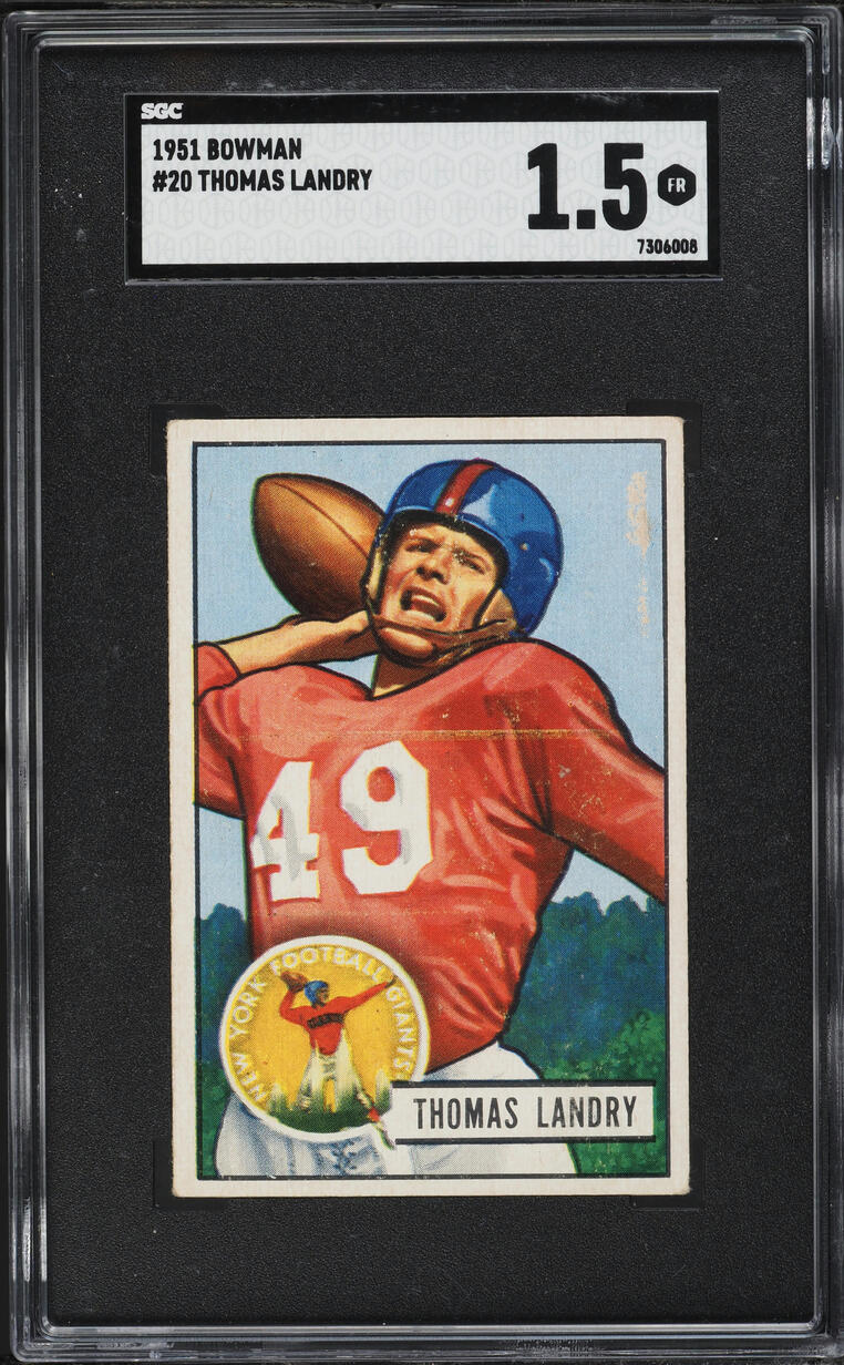 1951 Bowman Football Tom Landry ROOKIE #20 SGC 1.5 FR