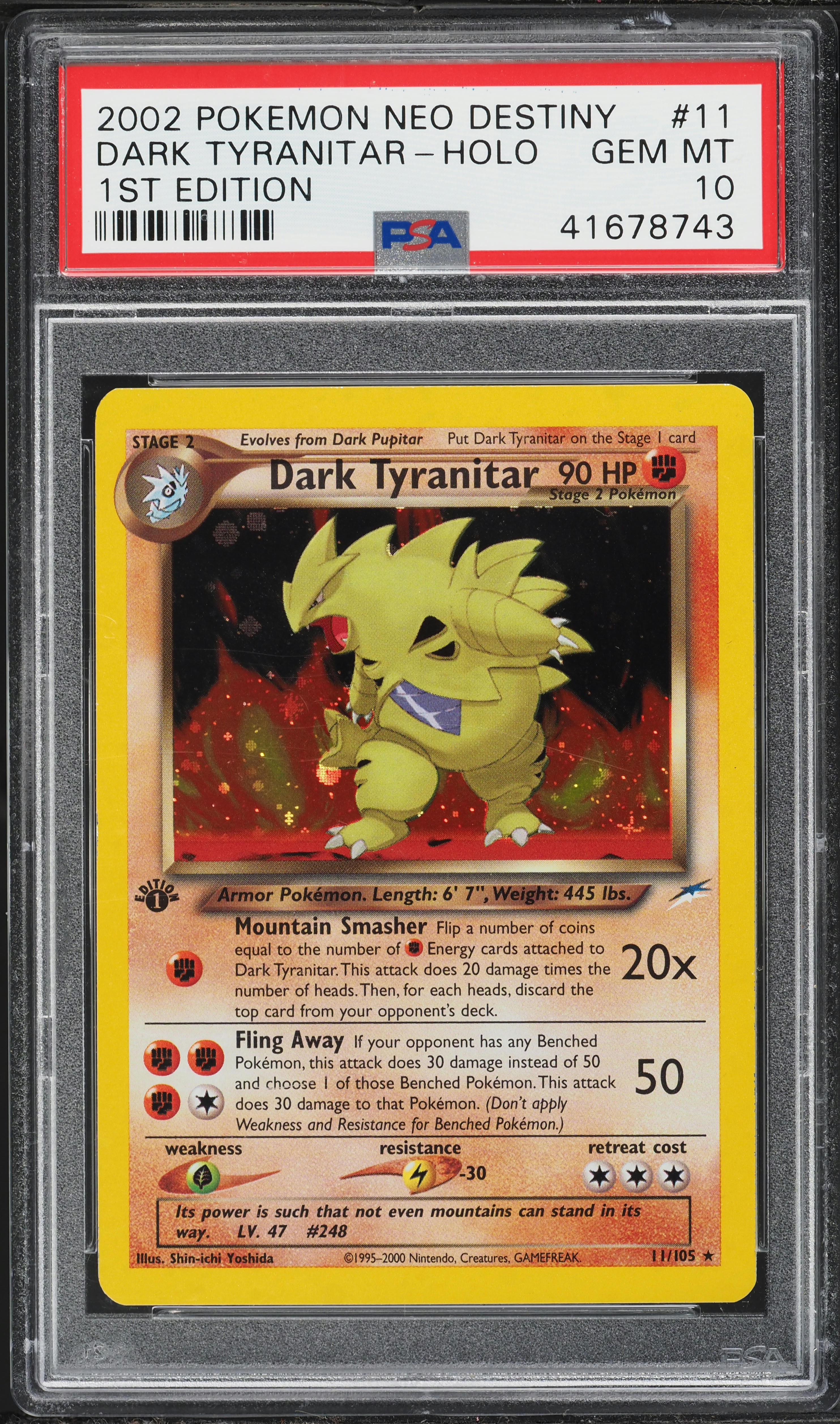 2002 Pokemon Neo Destiny 1st Edition Holo Dark Tyranitar #11 PSA 10 GEM MINT