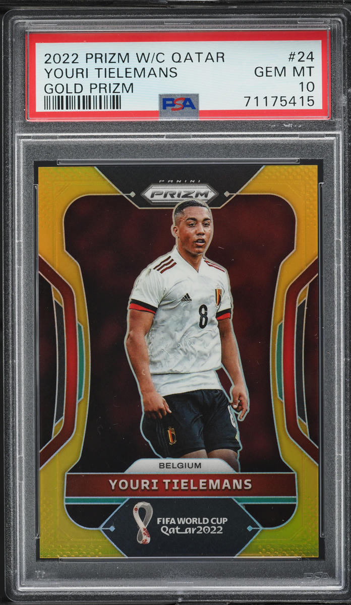 2022 Panini Prizm World Cup Qatar Gold Youri Tielemans /10 #24 PSA 10 GEM MINT