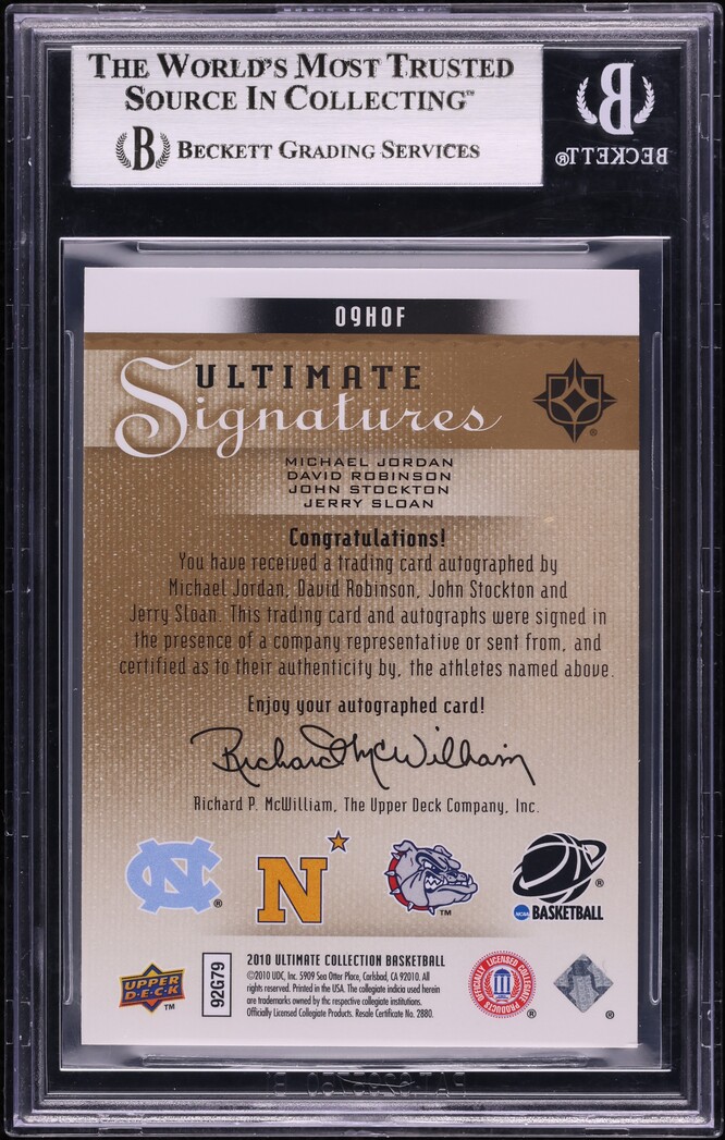 2010 Ultimate Collection Robinson Stockton Sloan Michael Jordan AUTO /15 BGS 9