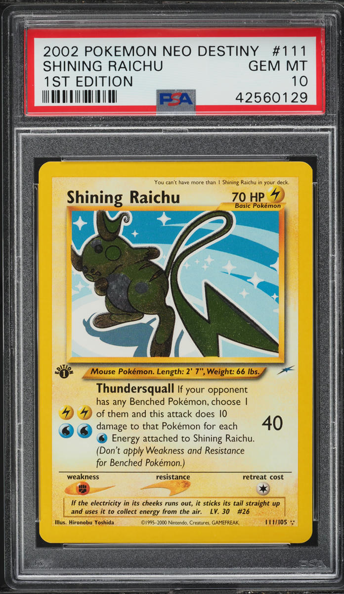 2002 Pokemon Neo Destiny 1st Edition Shining Raichu #111 PSA 10 GEM MINT
