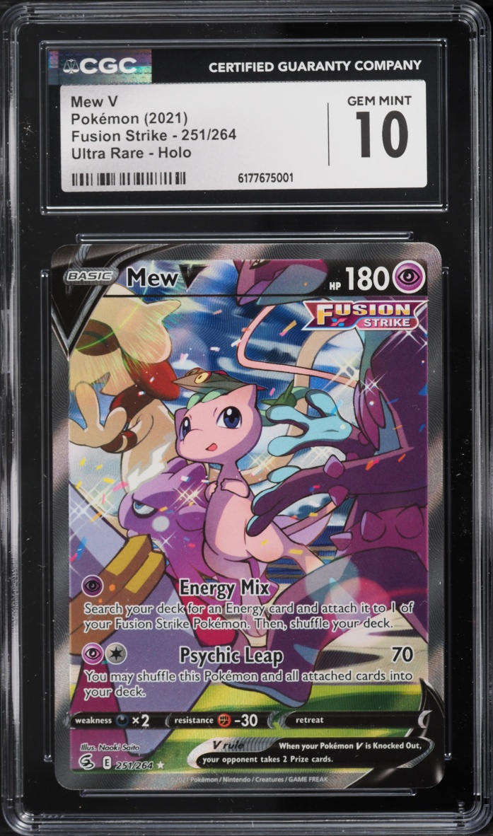 2021 Pokemon Sword & Shield Fusion Strike Full Art Mew V #251 CGC 10 GEM MINT
